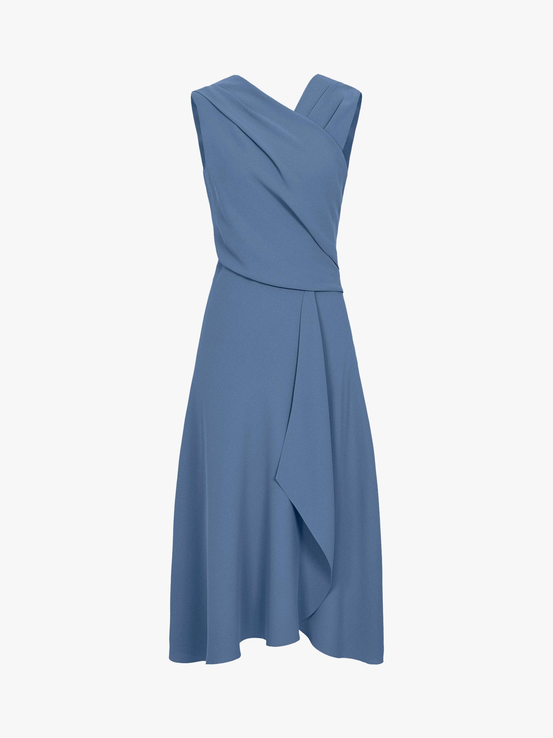 Reiss Marling Wrap Front Midi Dress Mid Blue
