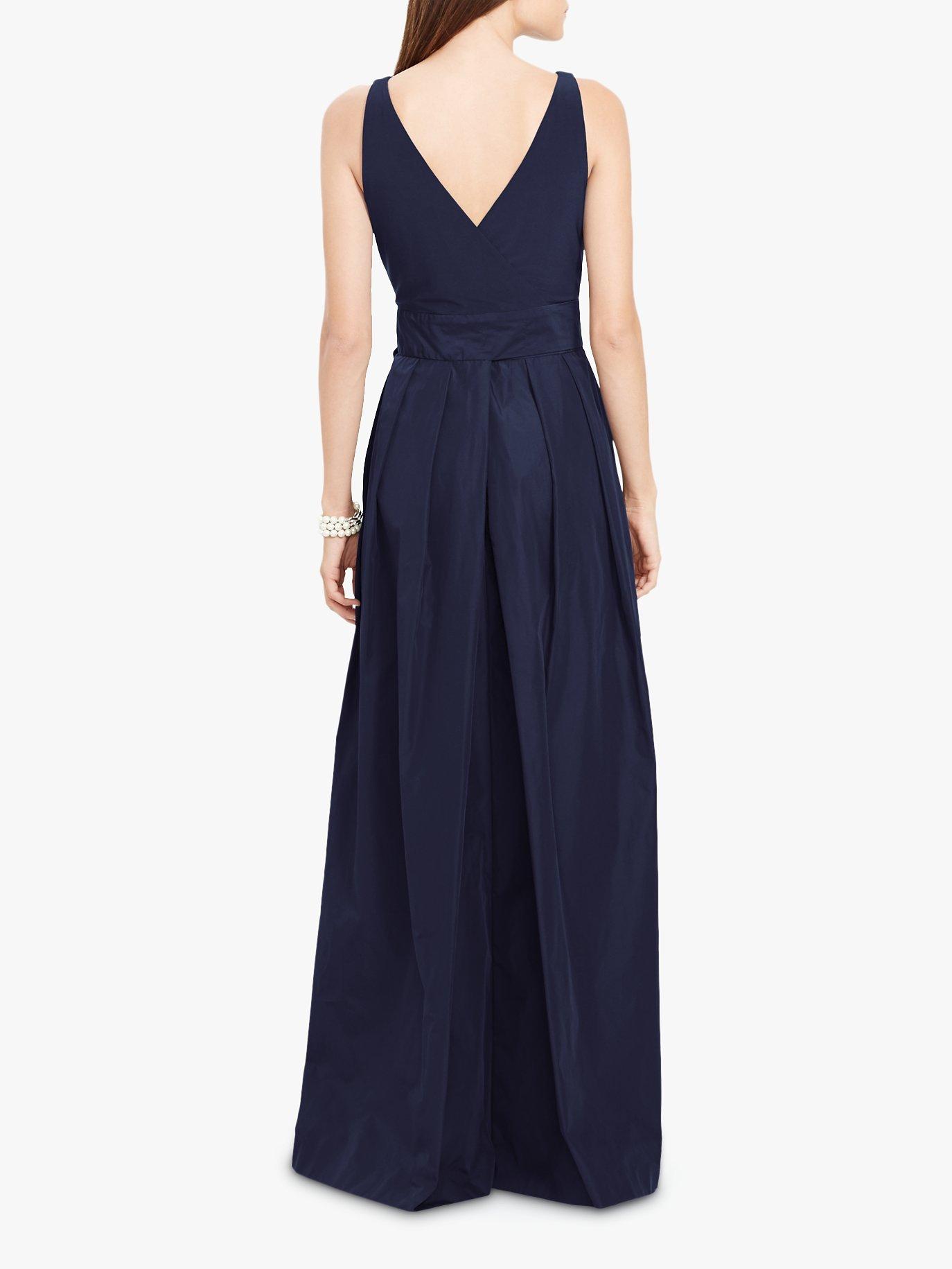 RALPH LAUREN Women's Navy Acid discount Wash Flutter Maxi Evening Dress Size: 2