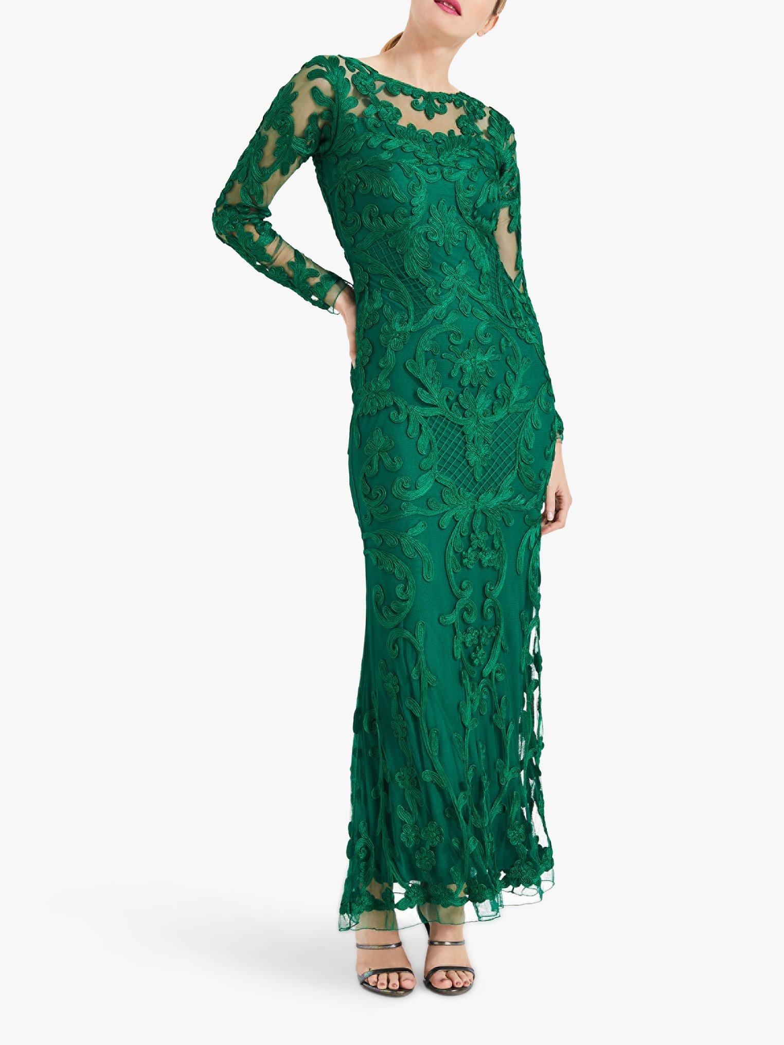 Phase Eight Nikita Lace Embroidered Maxi Dress, Emerald Green