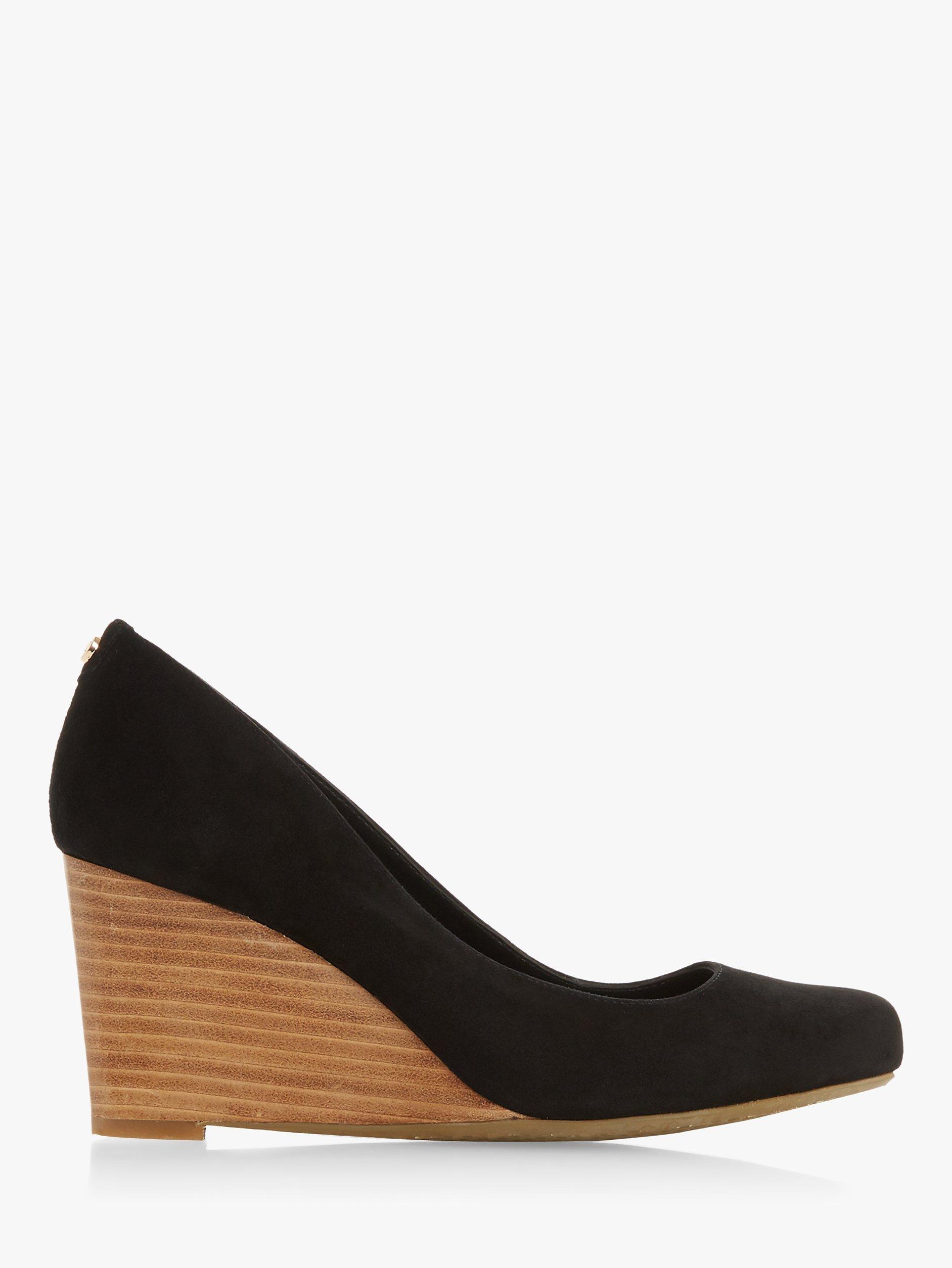 Dune Allixe Wedge Heel Court Shoes, Black Suede 