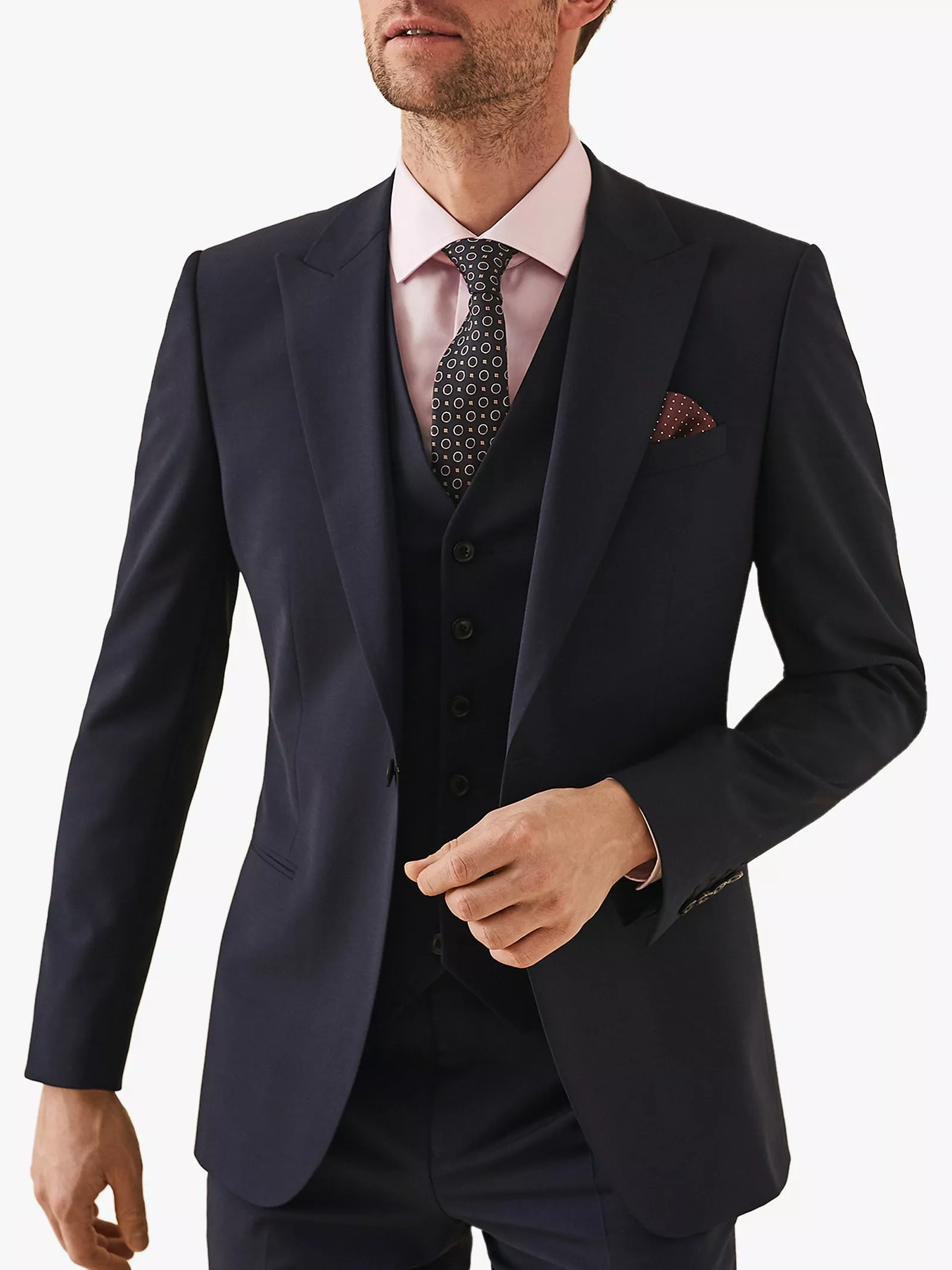 Reiss Wander Peak Lapel Slim Fit Suit Jacket, Navy