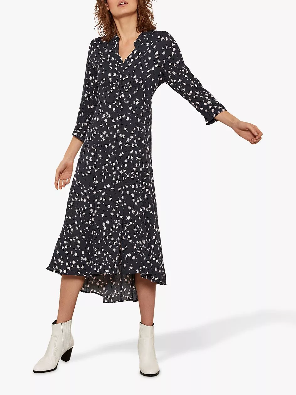 Mint Velvet Star Print Shirt Dress Ink