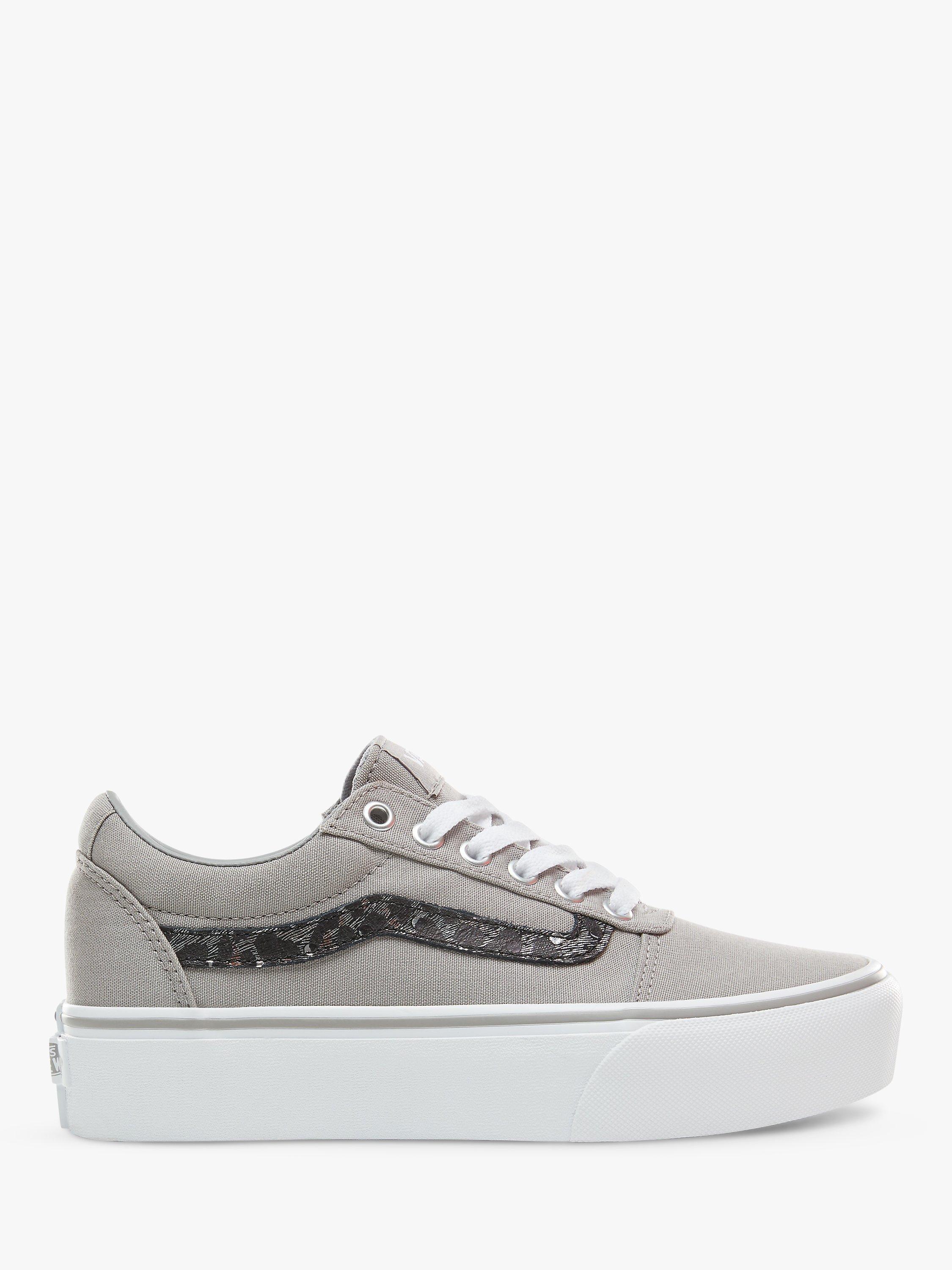 Vans Ward Lace Up Platform Trainers Grey Met Leopard Drizzle