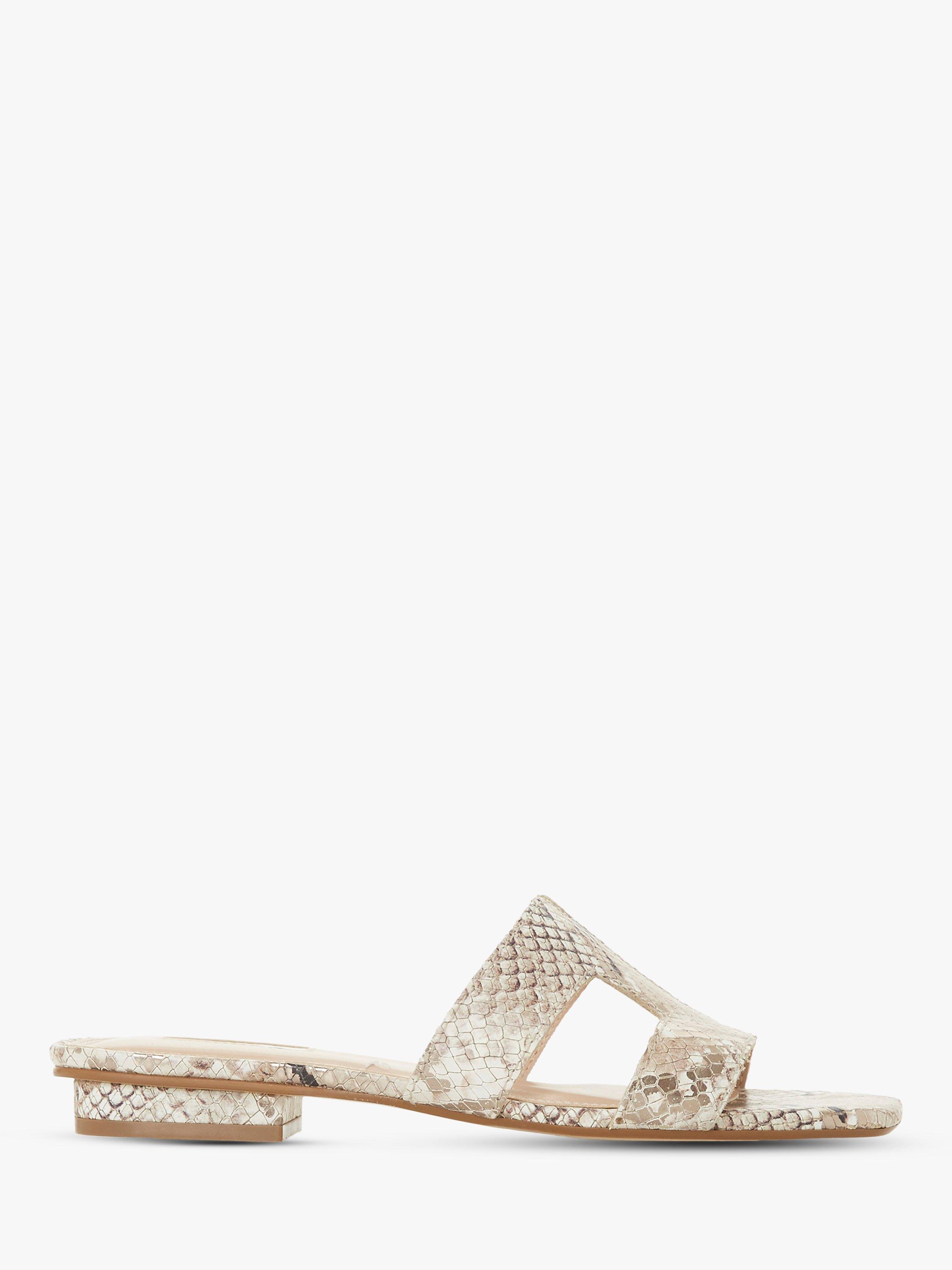 Dune Loupe Flat Slider Sandals, Reptile Leather 