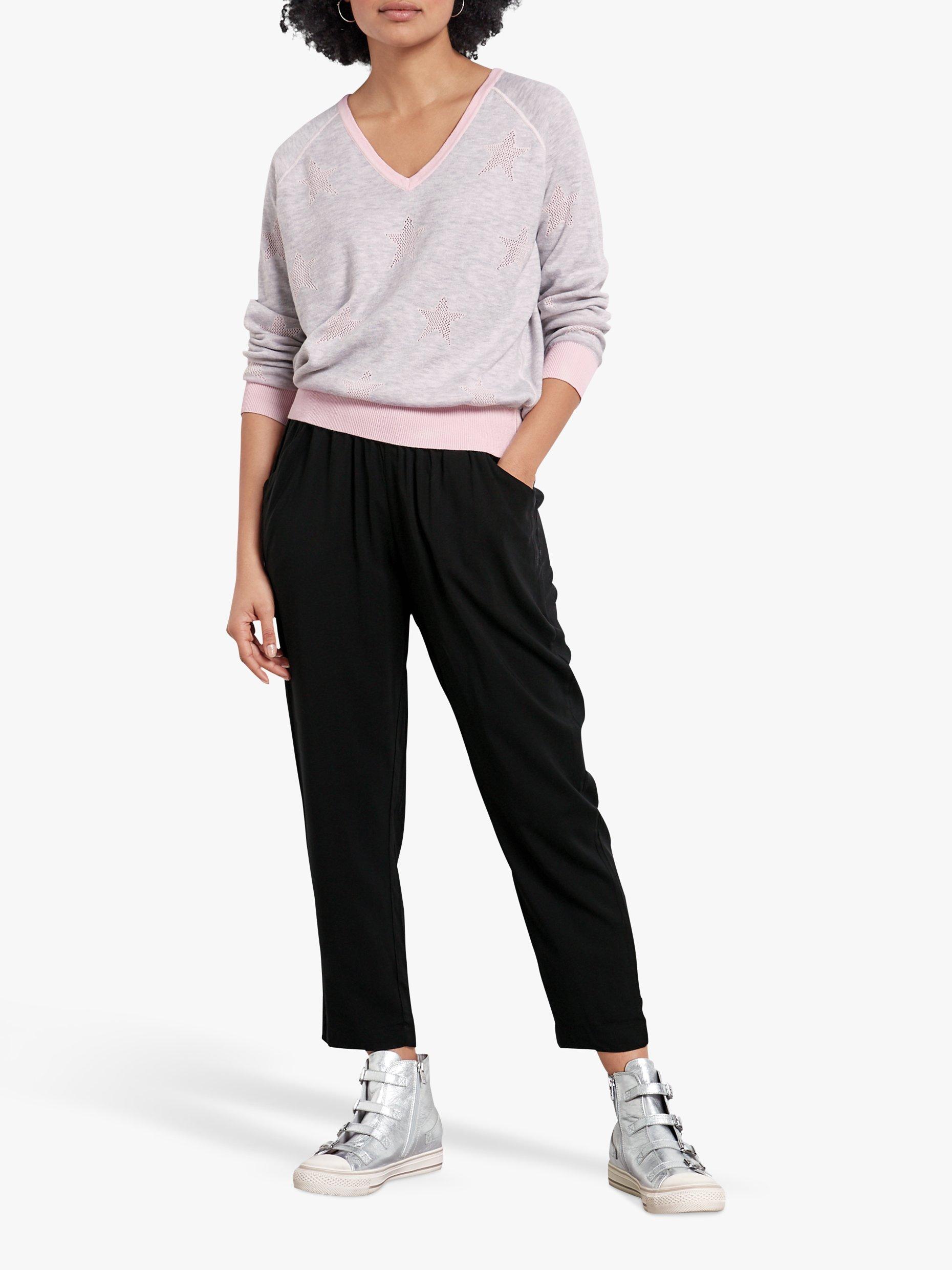 HUSH Cropped Easy Trousers, Black, 6