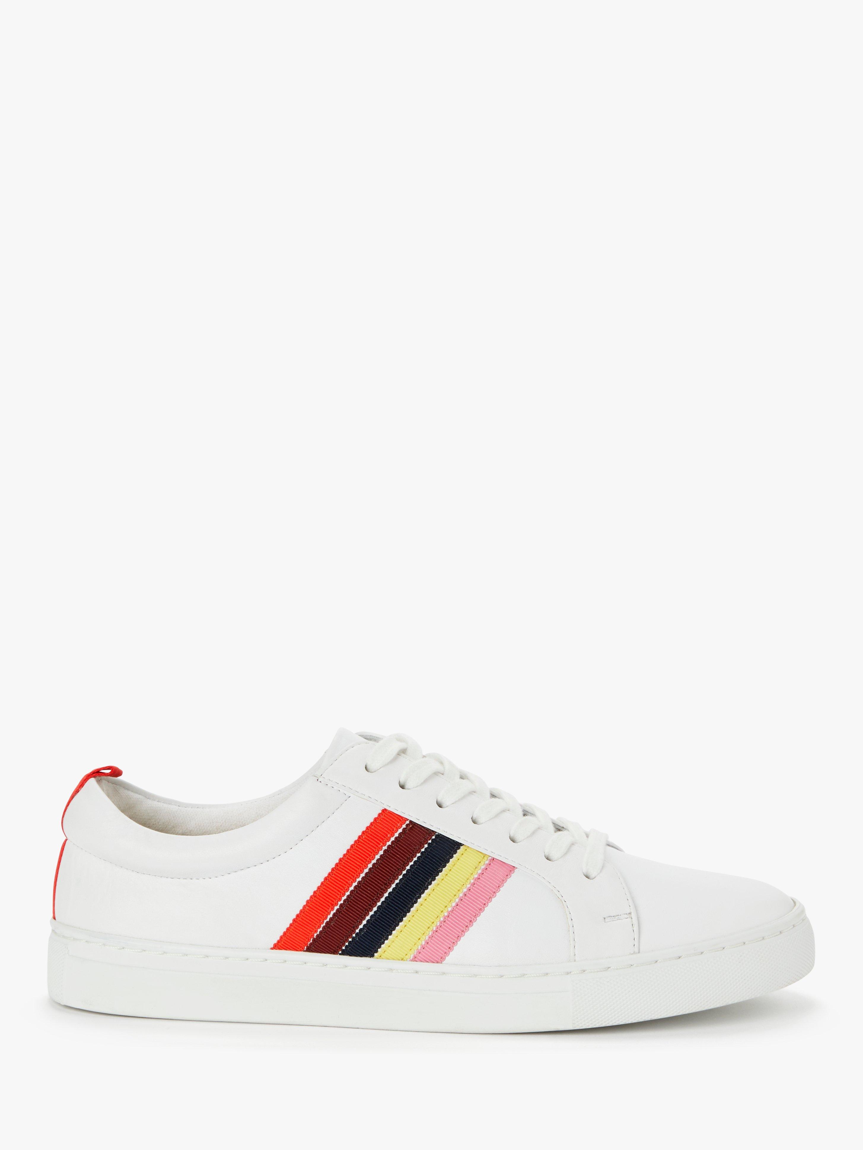 Boden Classic Lace Up Trainers, White/Rainbows Leather