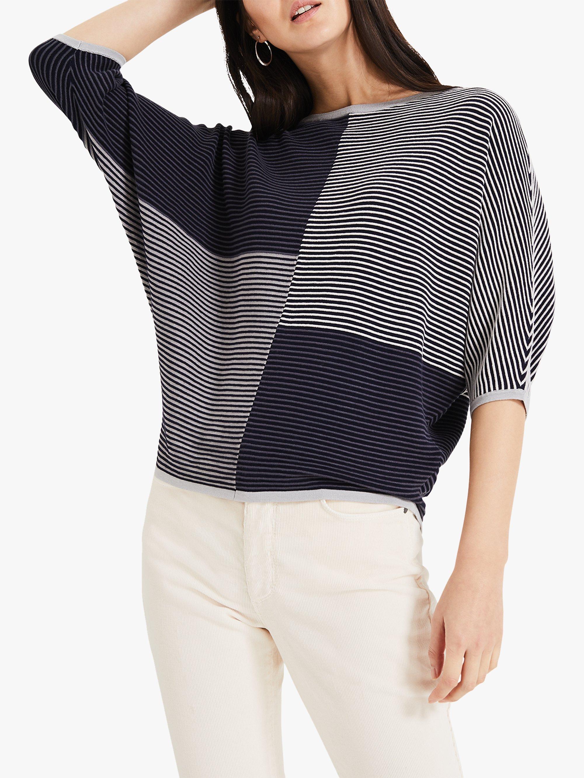 Phase Eight Ellie Eyelet Knitted Top, Navy