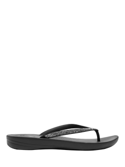 FitFlop IQushion Sparkle Flip-Flops, Black