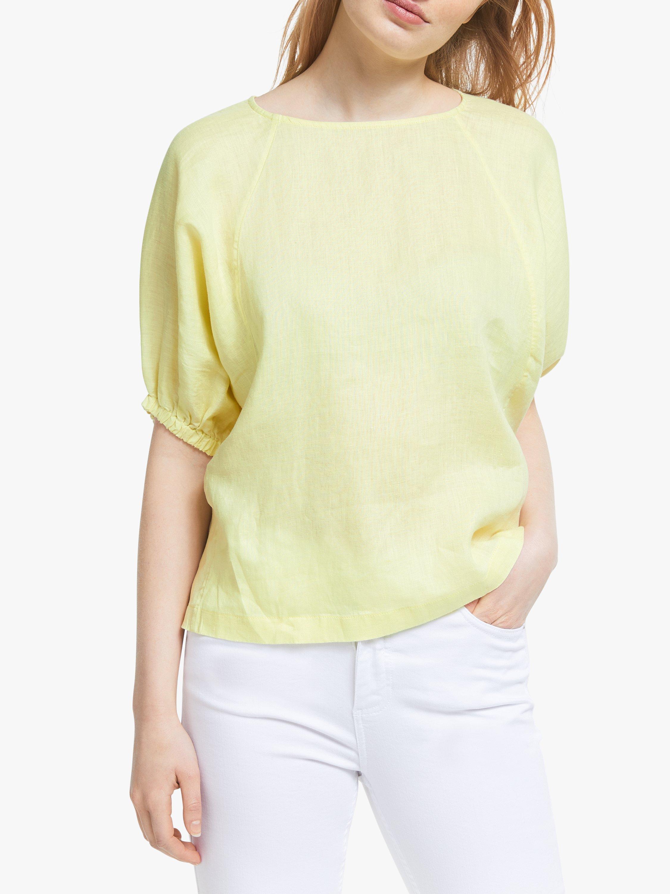 John Lewis & Partners Linen Gathered Sleeve Blouse