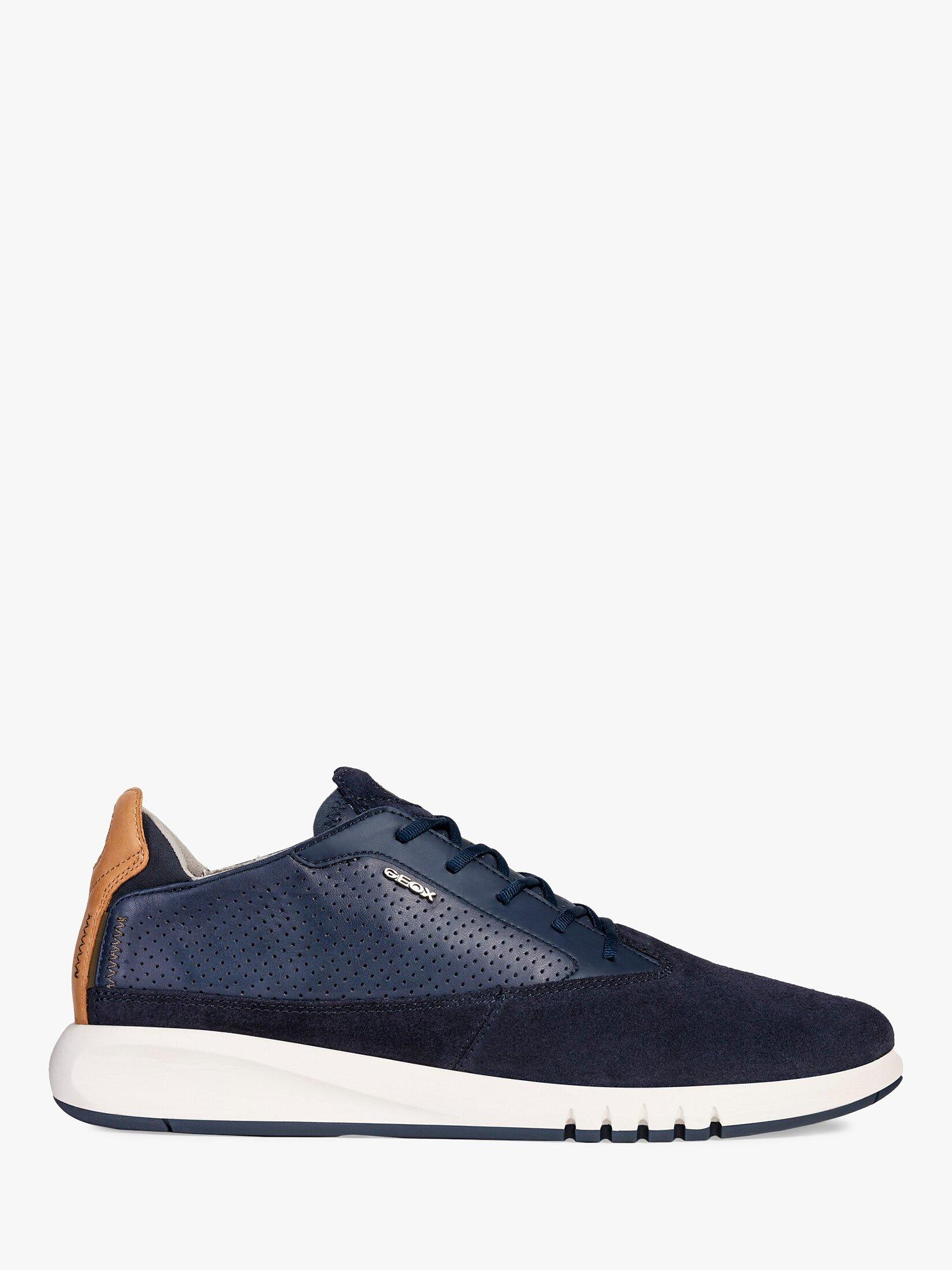 Geox Aerantis Leather Trainers, Navy, 6