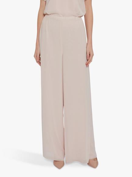 Gina Bacconi Layered Chiffon Wide Leg Side Slit Trousers, Antique Rose
