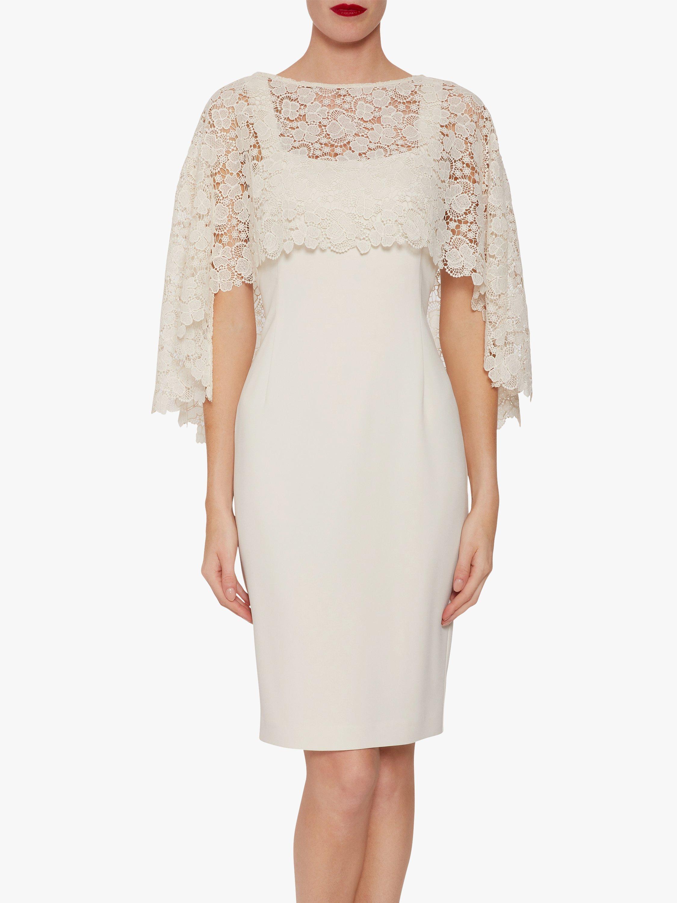 Gina Bacconi Catriona Crepe Dress With Lace Overcape