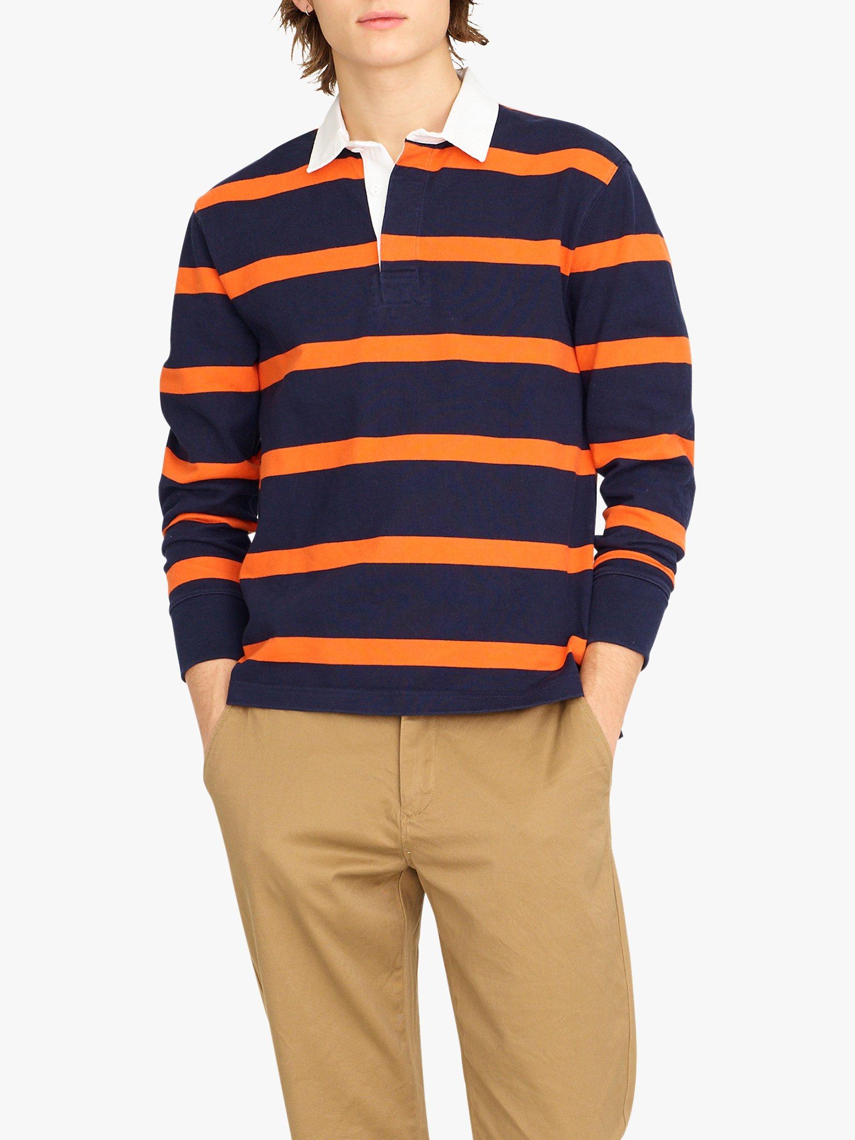 J.Crew James Stripe Long Sleeve Rugby Shirt, Varsity Orange