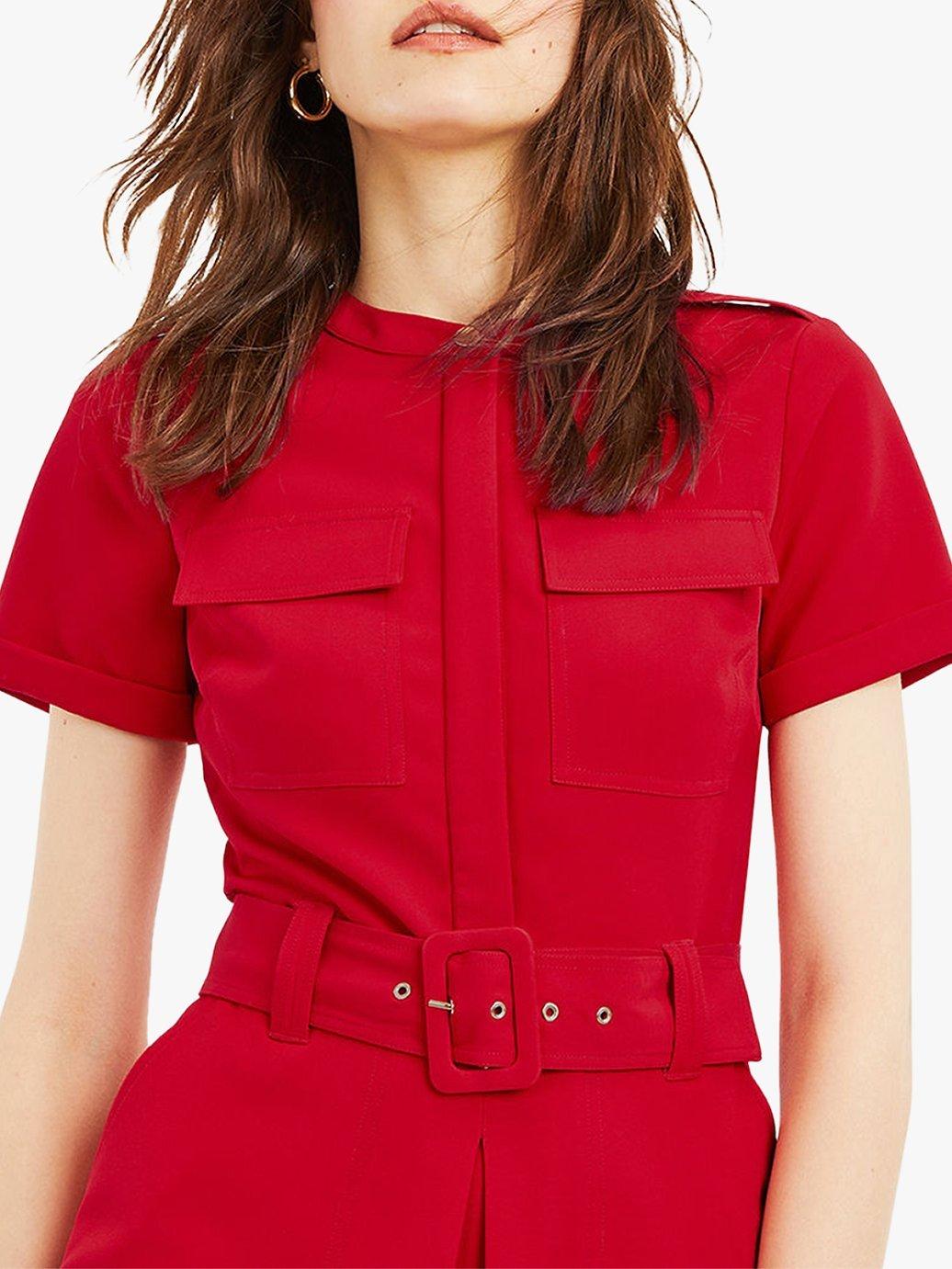 Oasis Utility Shirt Dress Red