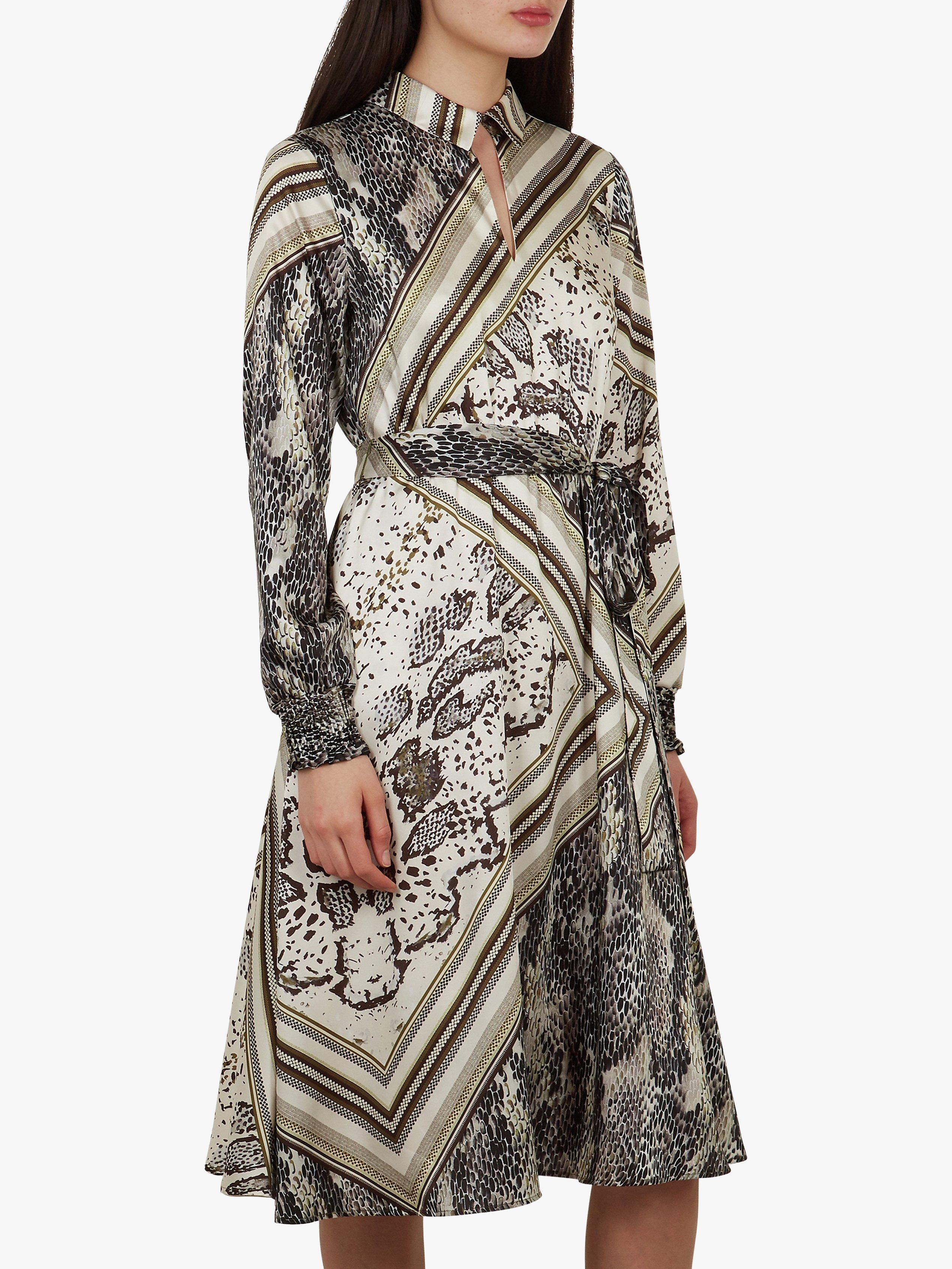 Ted Baker Llouise Shirred Waist Midi Shirt Dress Natural Taupe