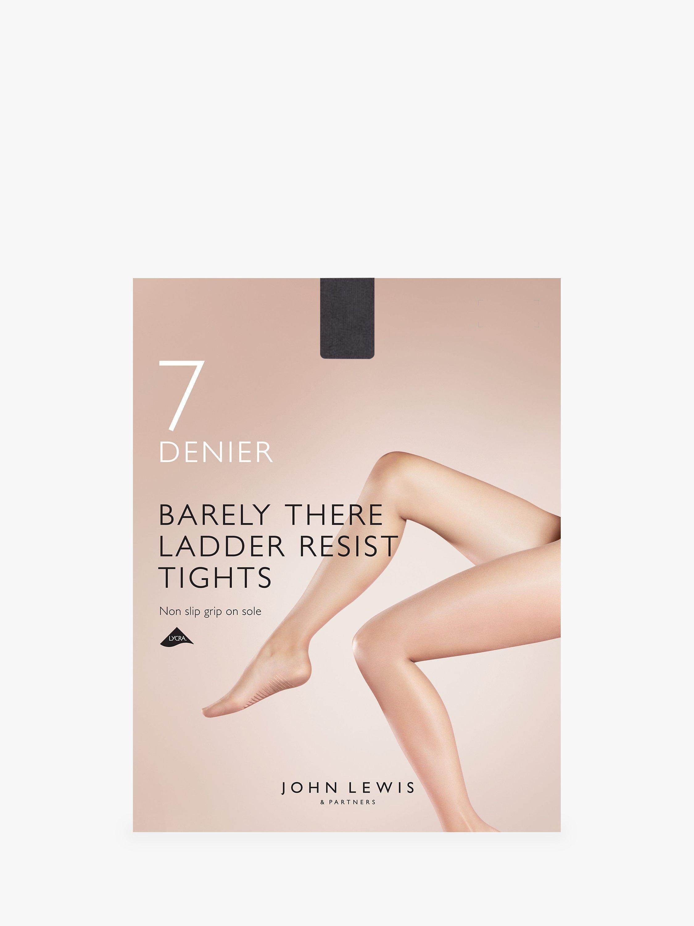 John Lewis 7 Denier Barely There Ladder Resist Non-Slip Tights, Pack of 1, Black, XL
