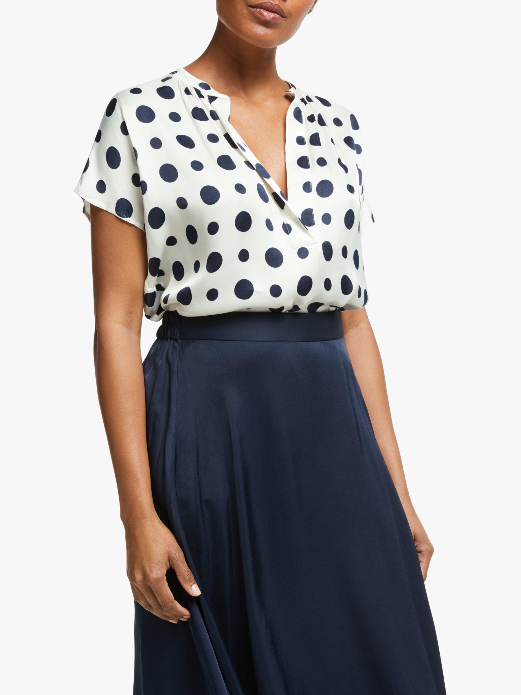 Winser London Satin Front V-Neck Spot Top
