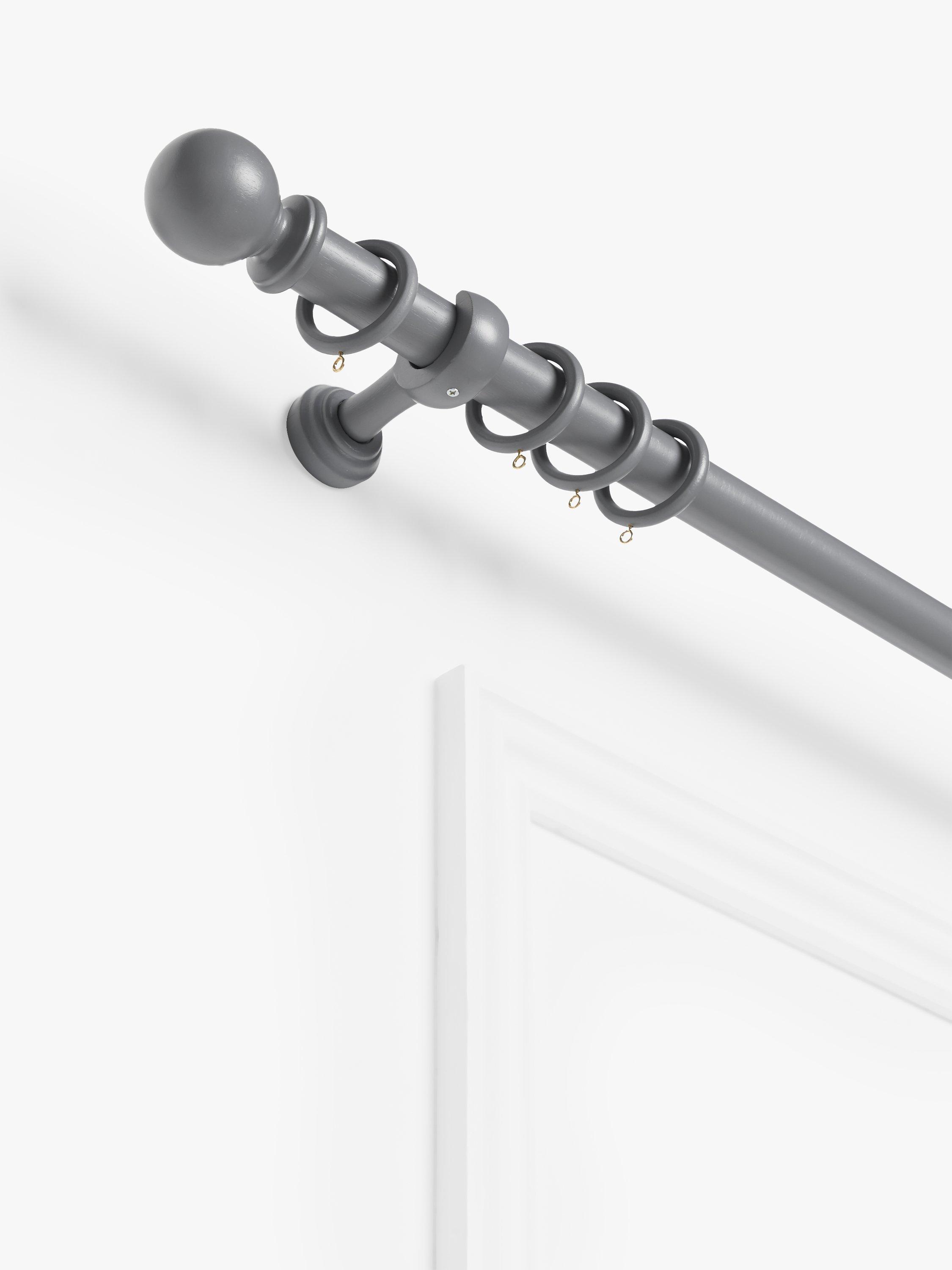 John Lewis Wood Curtain Pole Kit, Steel Grey, Dia.35mm, L150cm