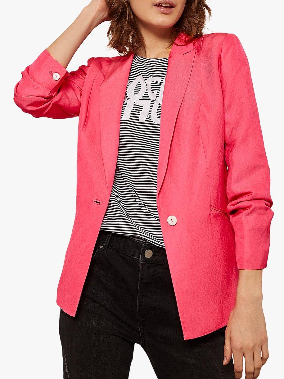 Mint Velvet Bubblegum Single-Breasted Blazer, Pink
