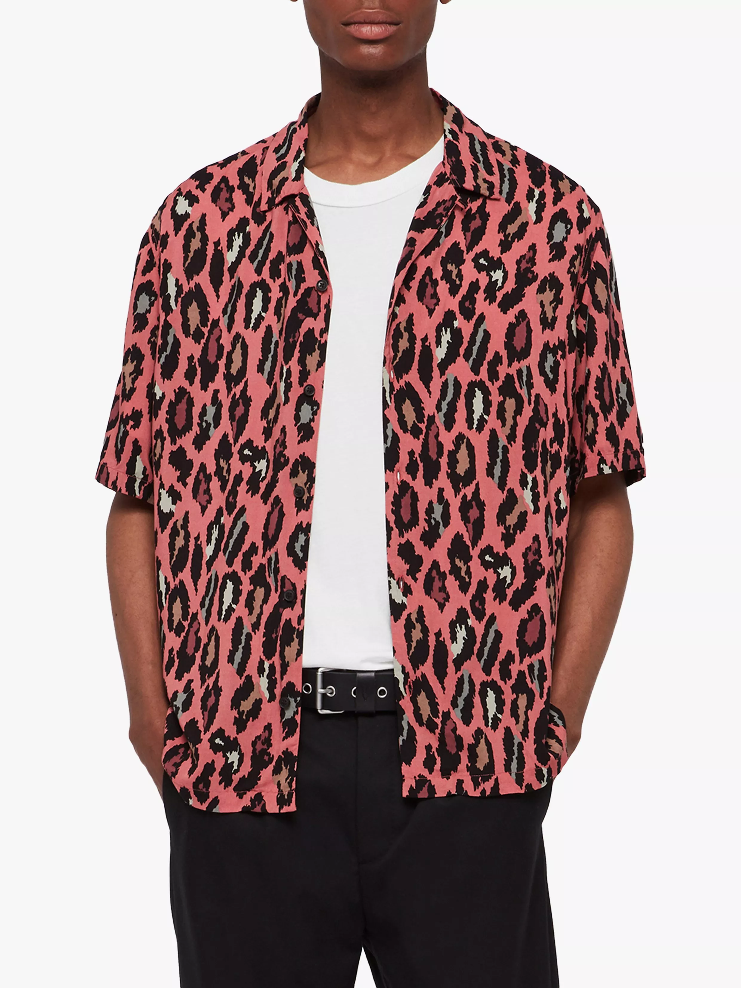 AllSaints Ocelot Leopard Print Shirt Pink