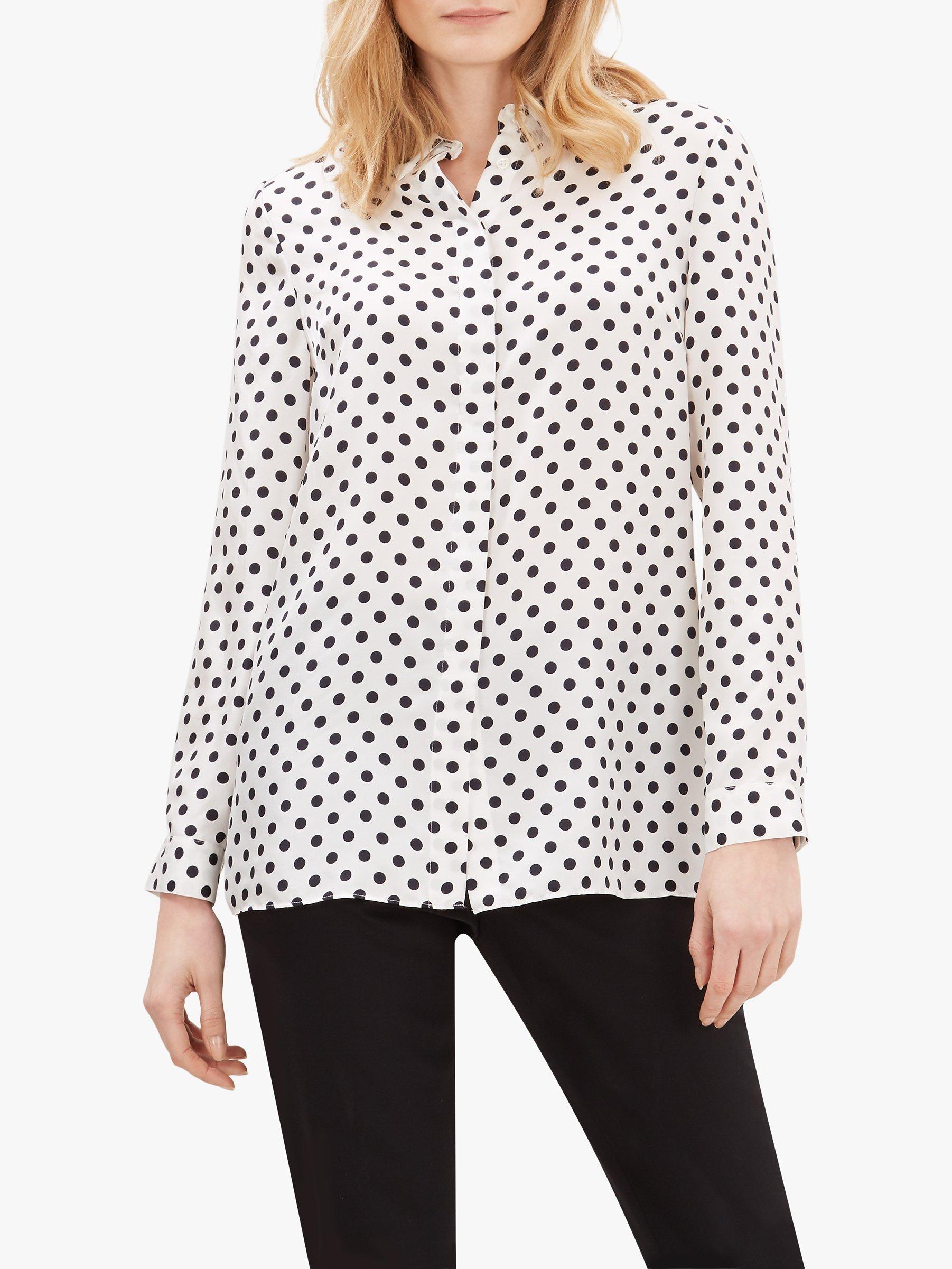 Jaeger Polka Dot Silk Shirt, White