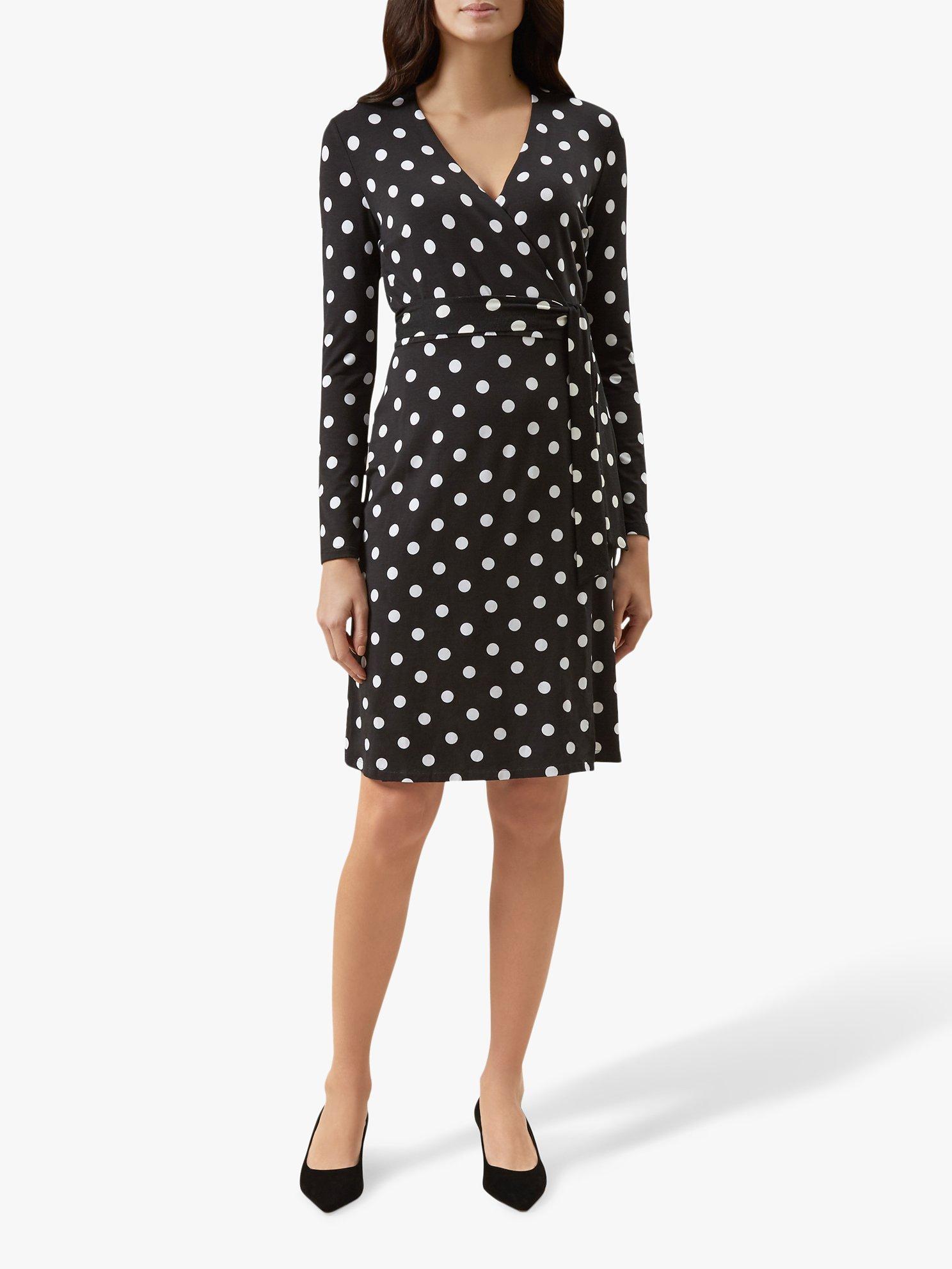 Hobbs Delilah Polka Dot Wrap Dress Black vory