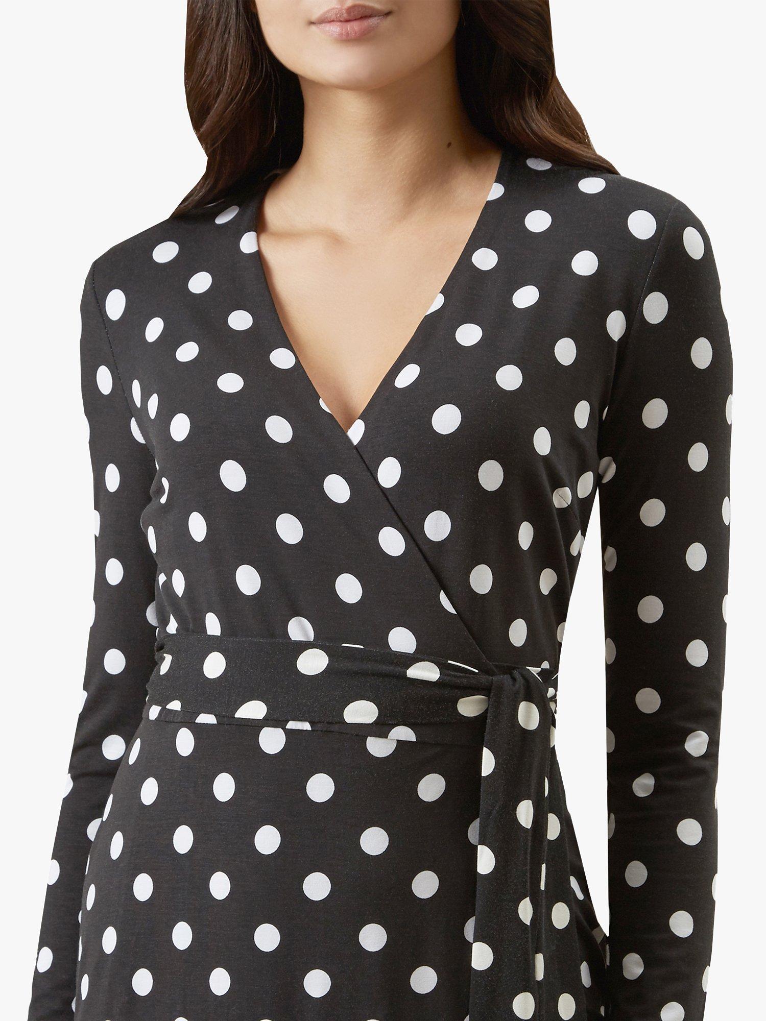 Hobbs Delilah Polka Dot Wrap Dress Black vory