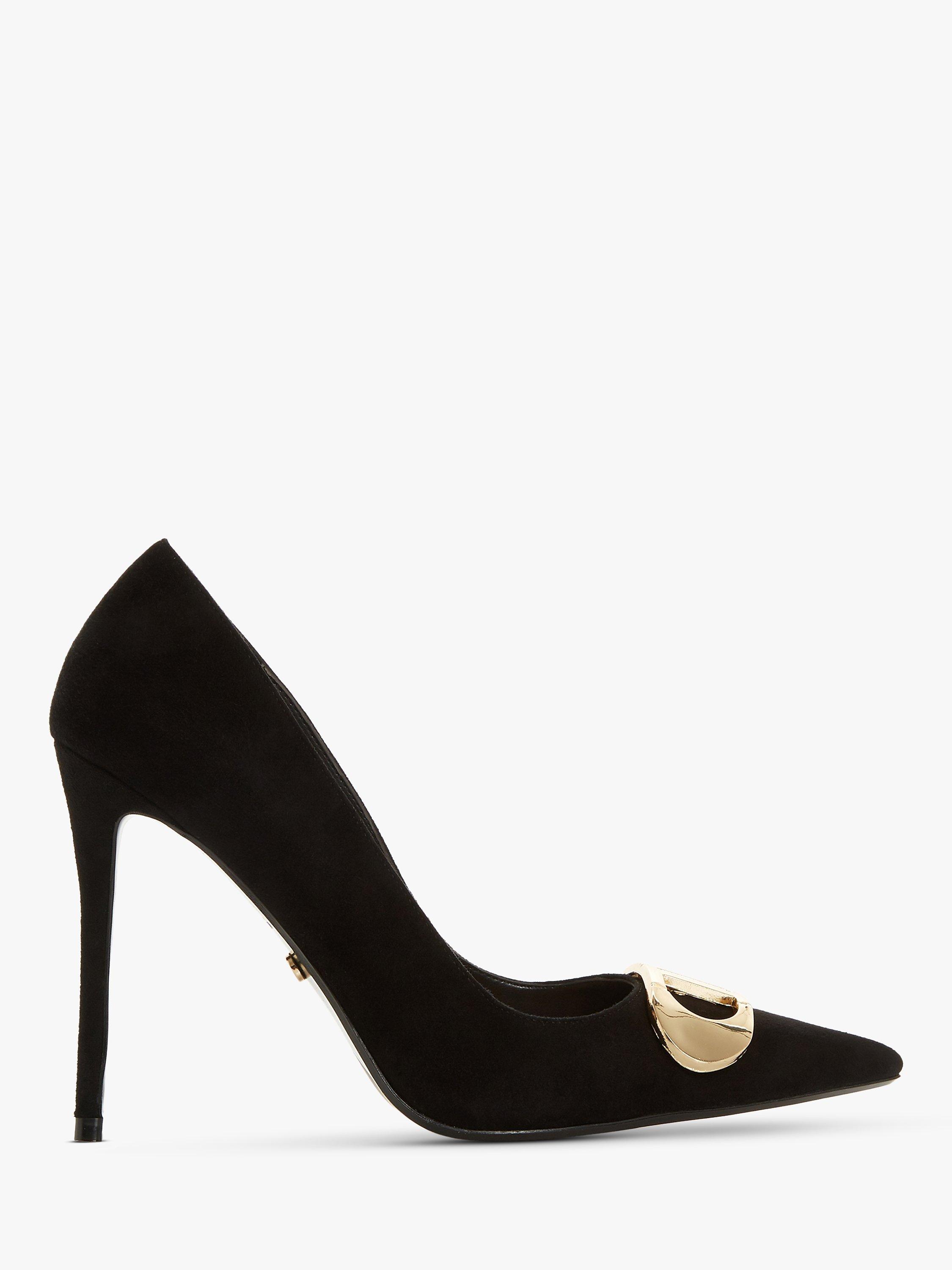 Dune Belvedere Stiletto Heel Court Shoes, Black Suede 