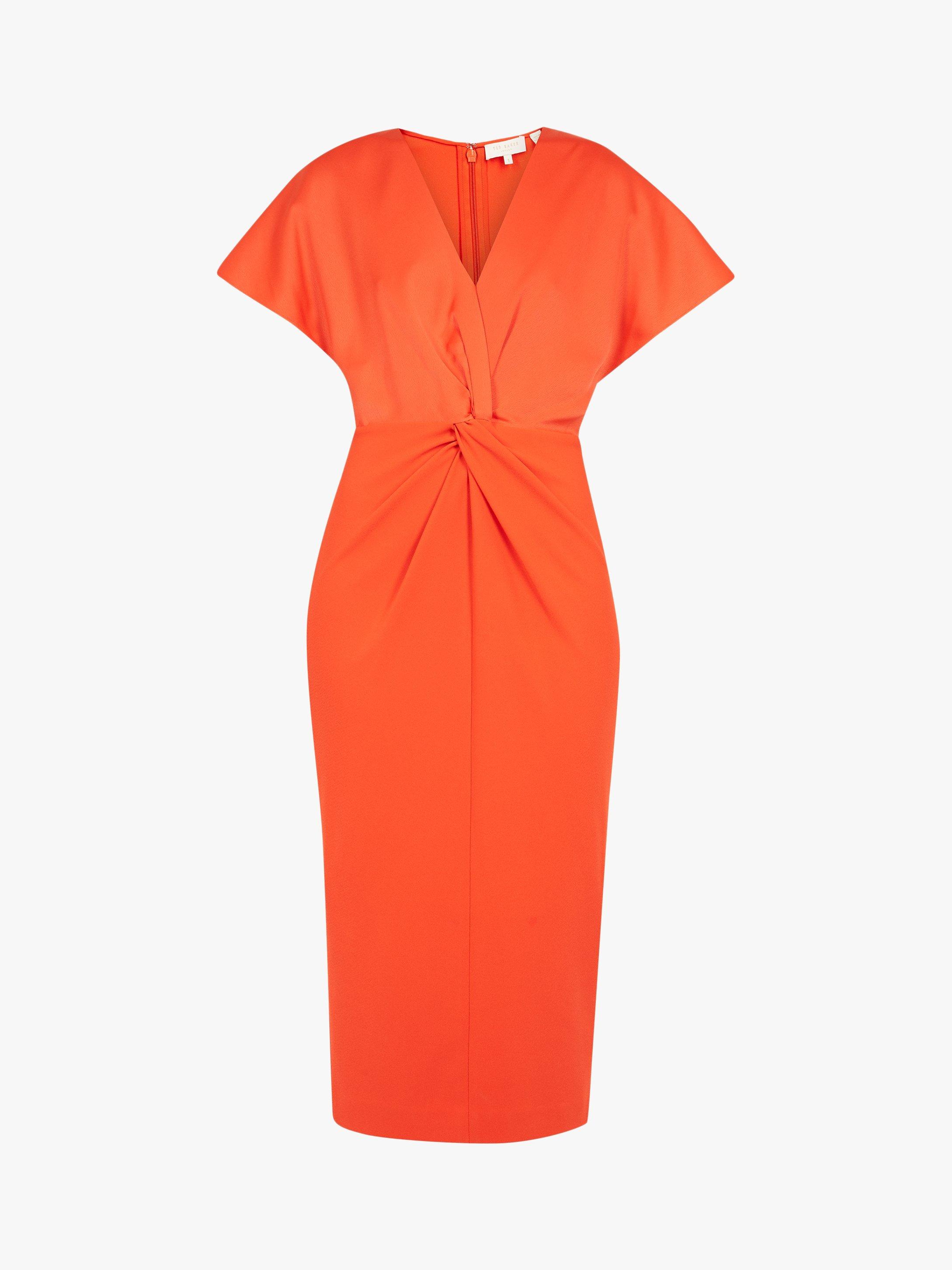 Ted Baker Ellame Wrap Over Full Sleeve Bodycon Orange Dark