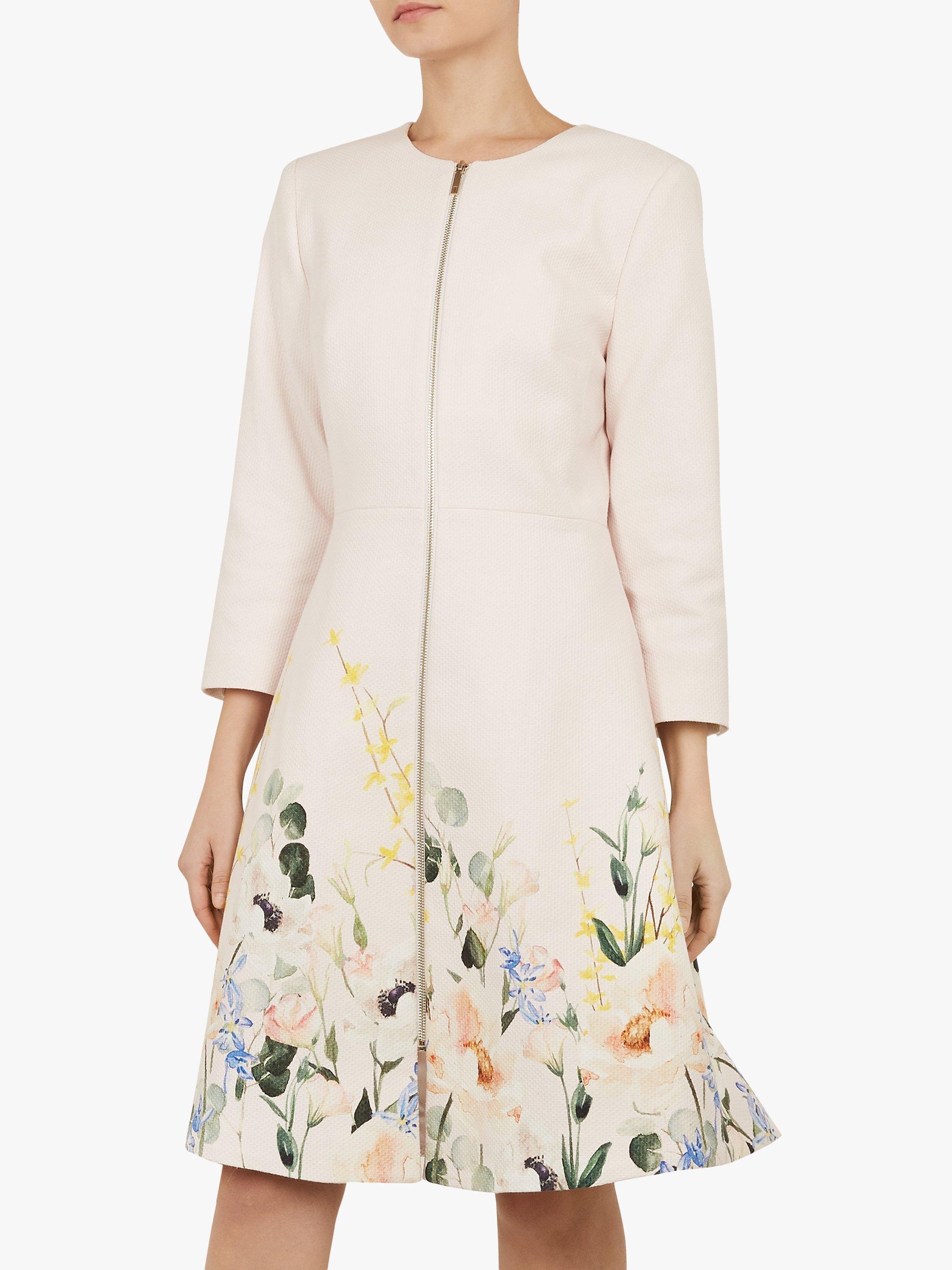 Ted Baker Luluuu Textured Dress Coat Pink Nude