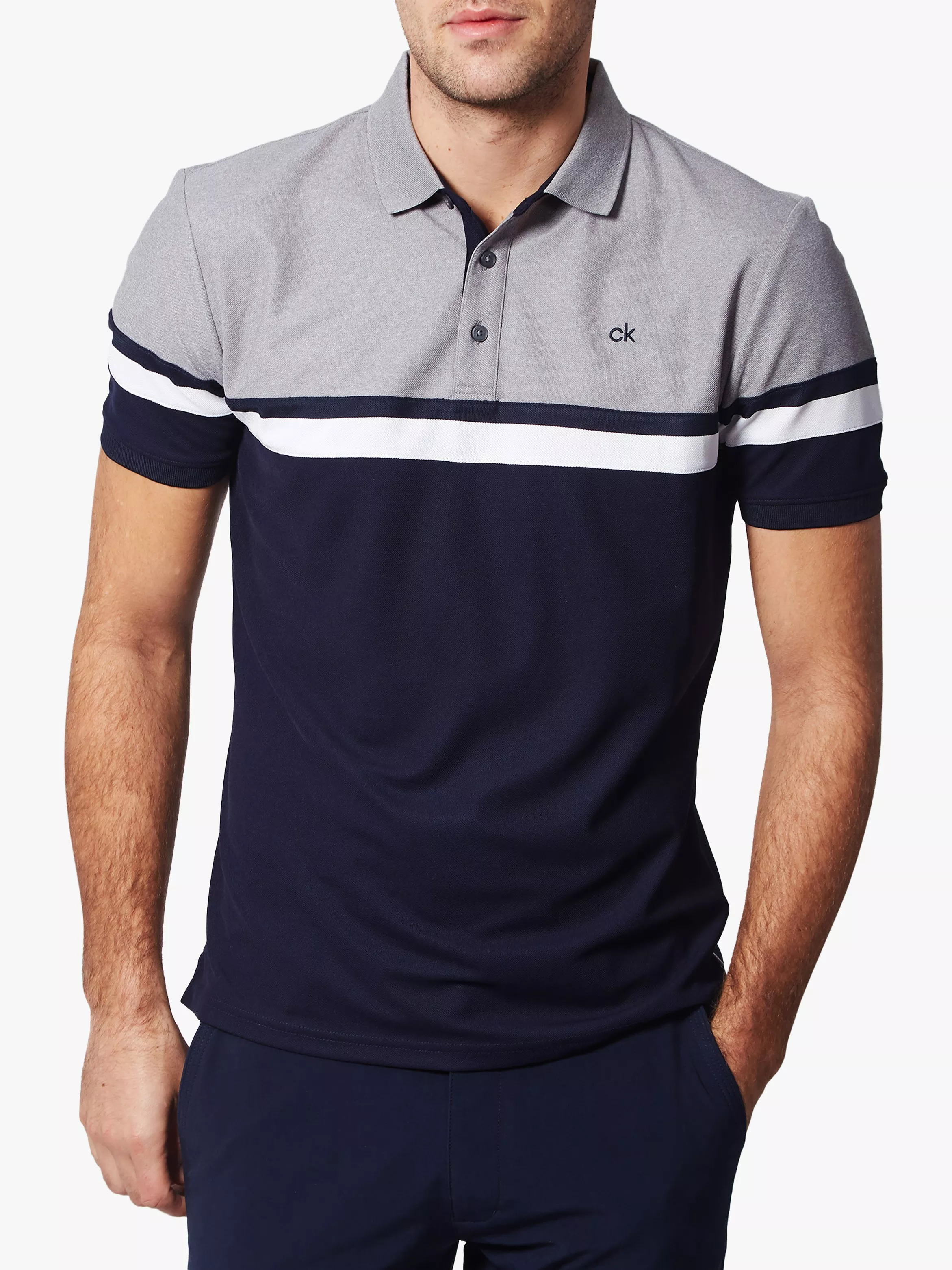 Calvin Klein Golf Pendant Polo Shirt Navy Grey Marl