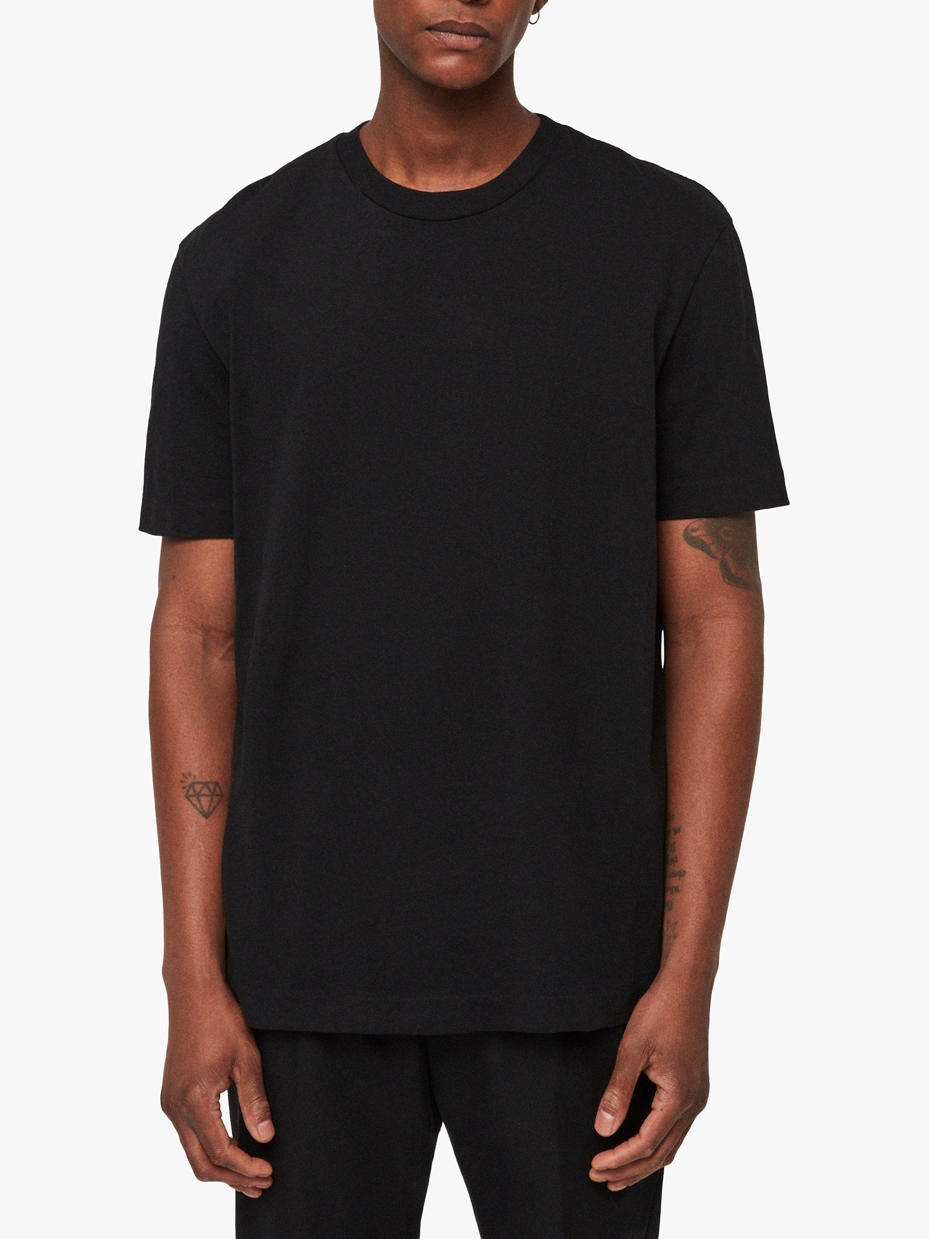 Product image 1 of 6, which shows AllSaints Musica Crew Neck Short Sleeve T-Shirt, Jet Black, L