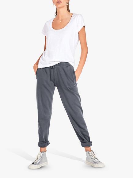 HUSH Scoop Neck Cotton T-Shirt, White - view 2, White