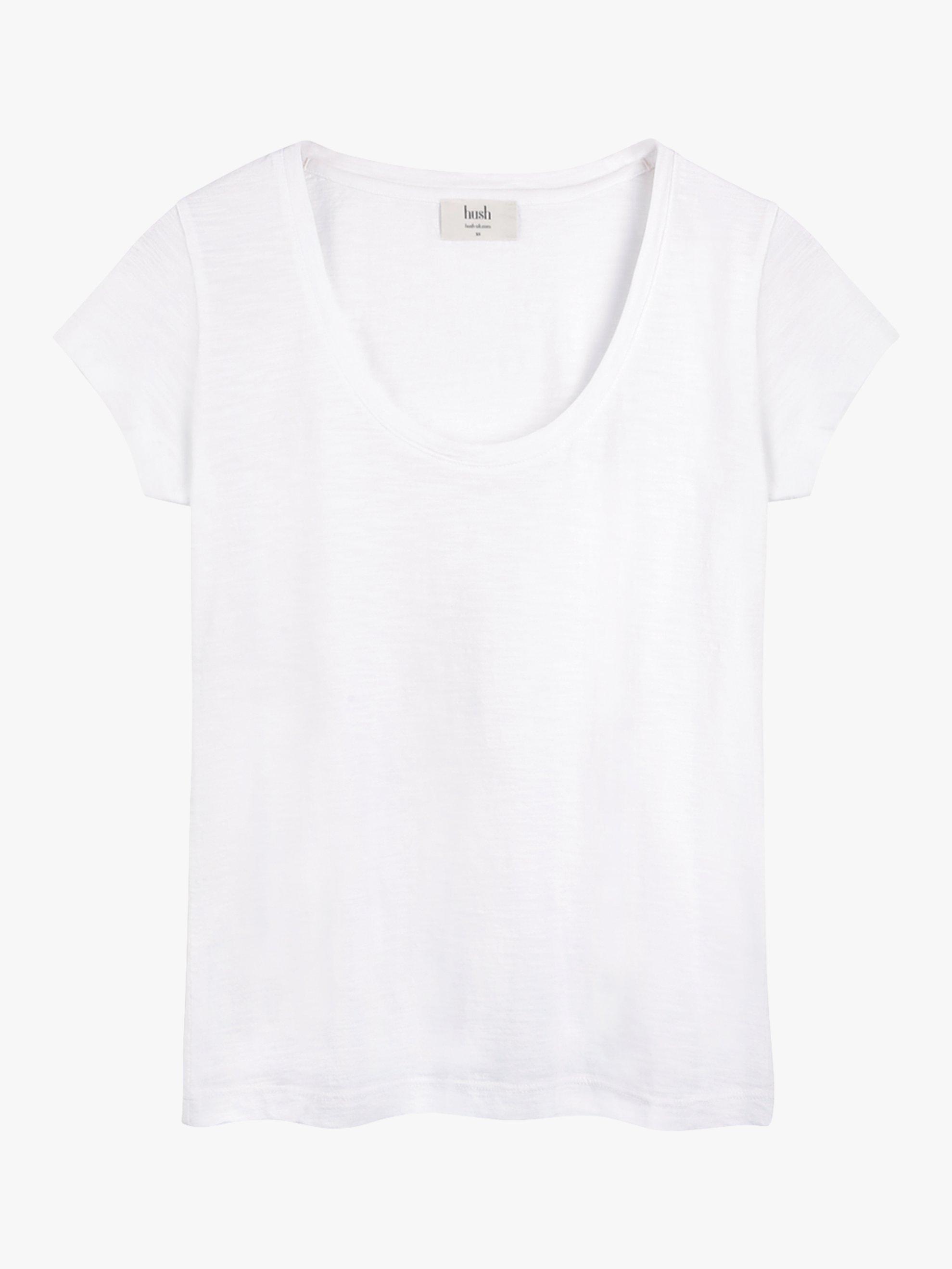 Product image 5 of 6, which shows HUSH Organic Cotton Slub Scoop Neck T-Shirt, White, XS