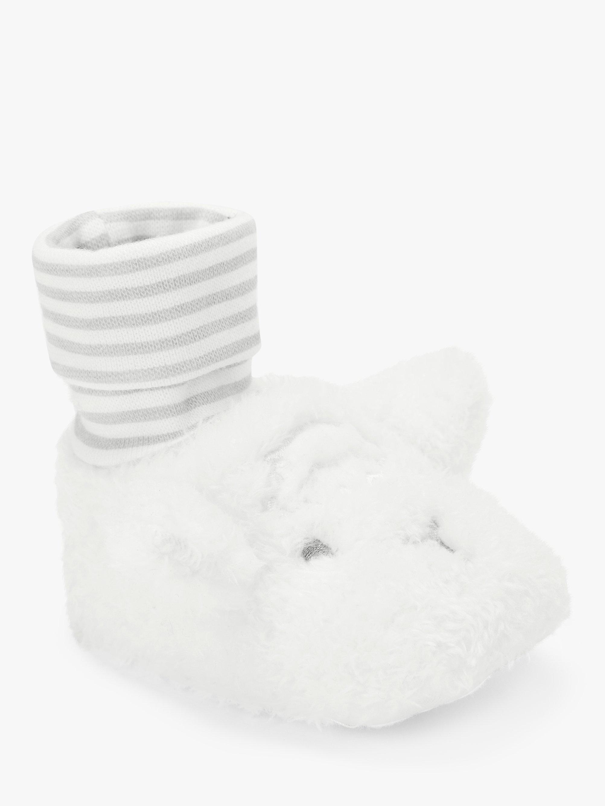 John Lewis & Partners Baby Sheep Sock Booties, White