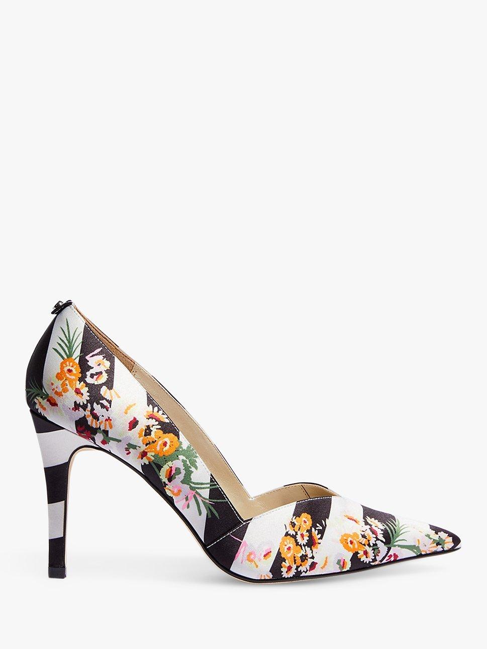 Karen Millen Striped and Floral Stiletto Heel Court Shoes, Multi