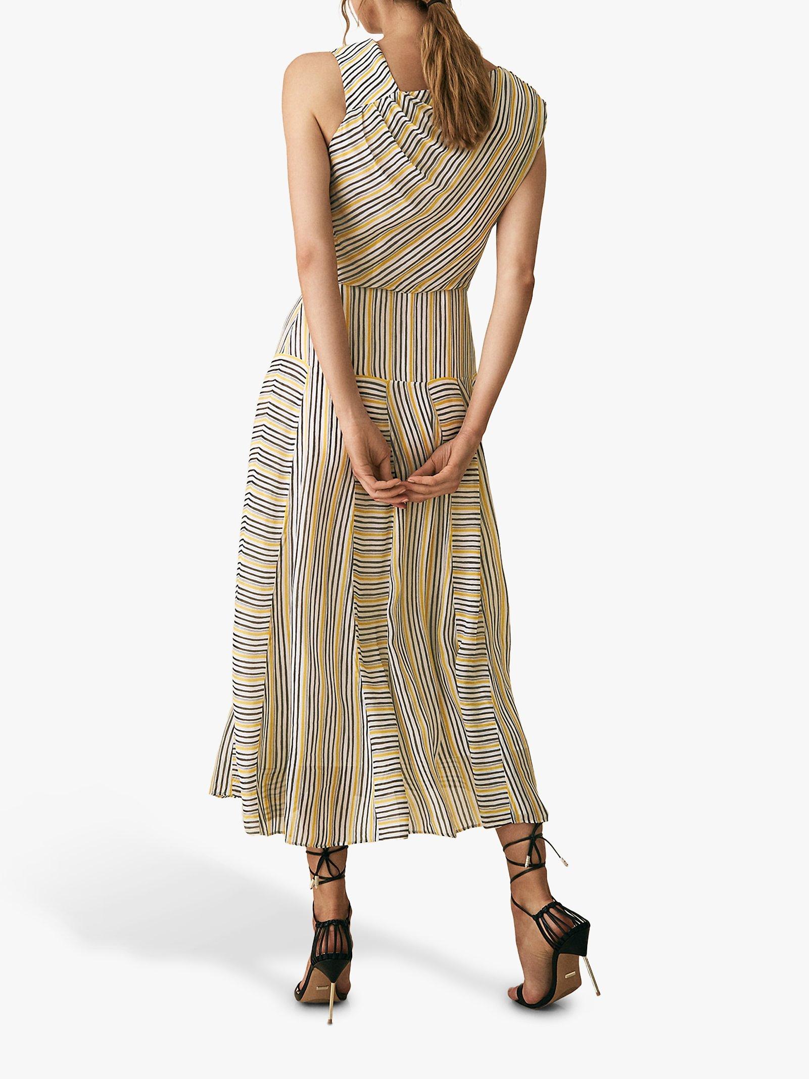 Reiss Raya Asymmetric Stripe Dress Multi