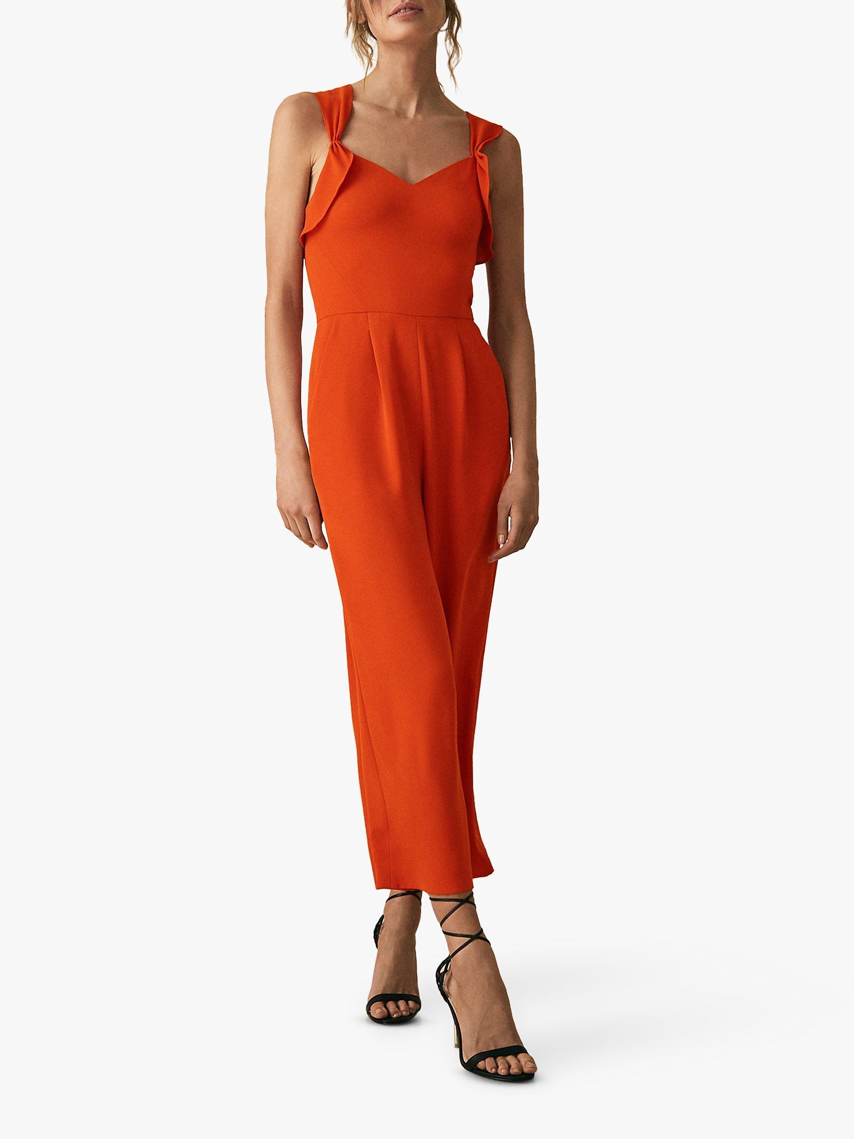 Reiss Amika Bow Back Jumpsuit Orange