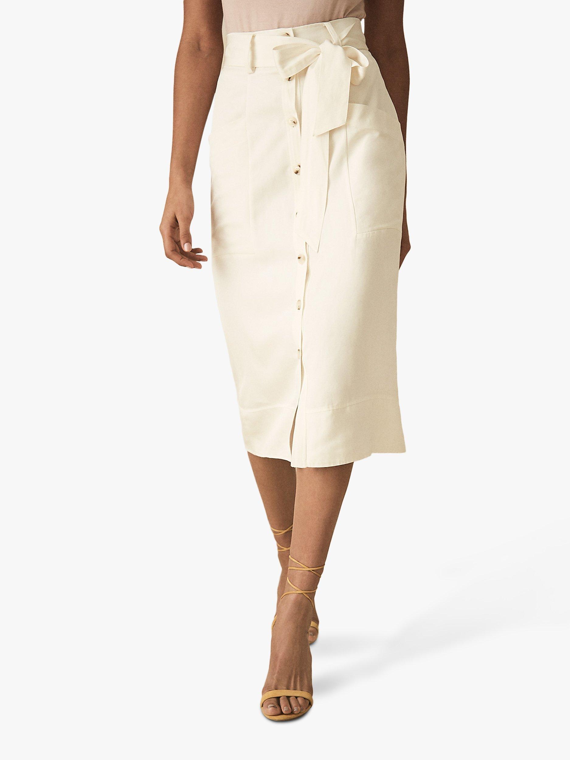 Reiss Josephine Tie Waist Skirt, Buttermilk