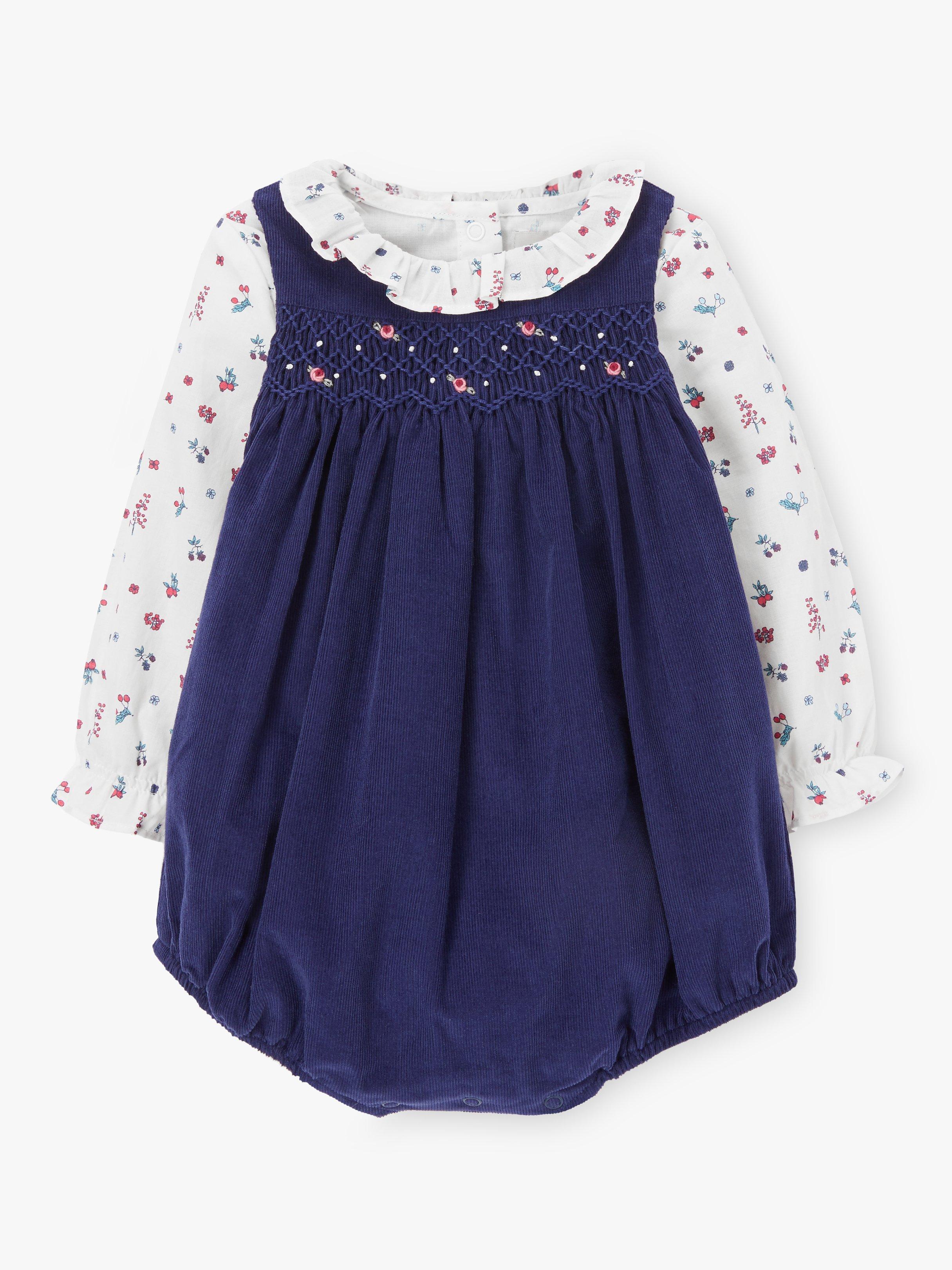 John Lewis & Partners Heirloom Collection Cord Bibshort and Top Set, Navy