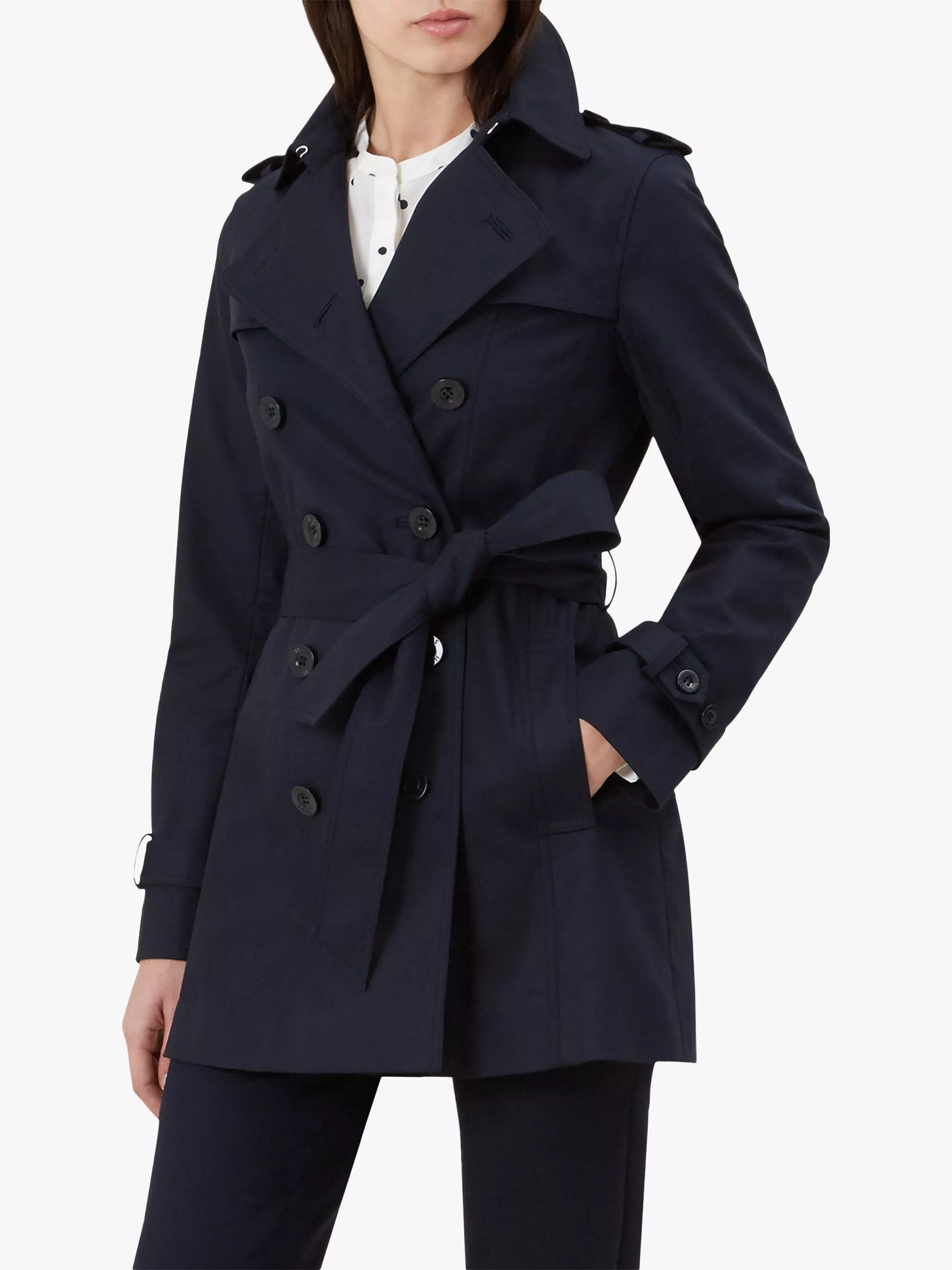 Hobbs London Selma Mac outlet Navy Belted Trench Coat