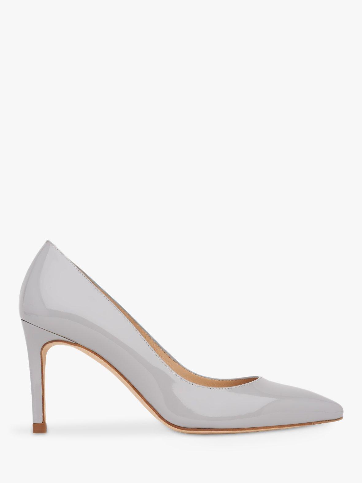 L.K.Bennett Floret Pointed Court Shoes, Grey Patent Leather, 4