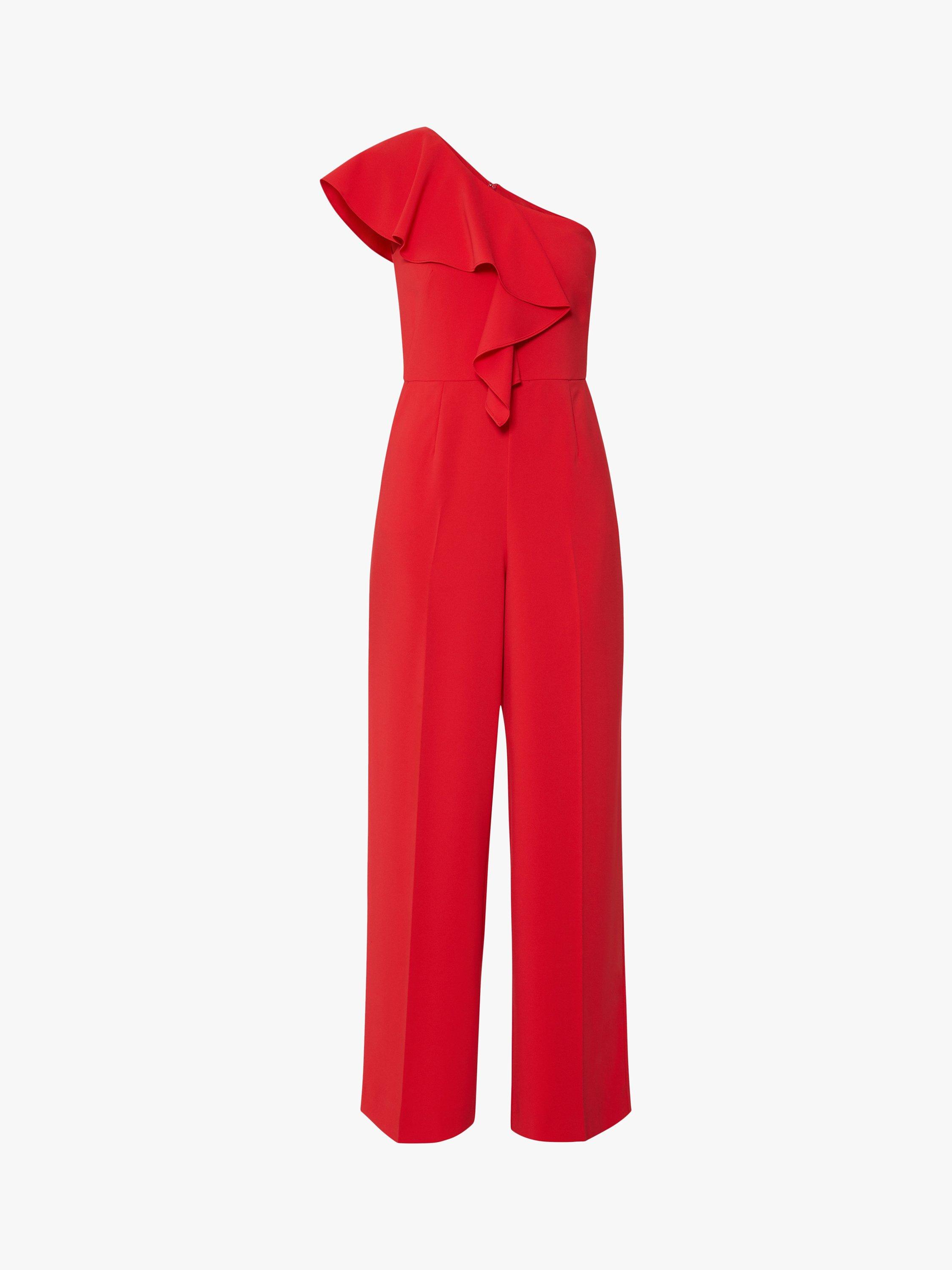 Gina Bacconi Ivana One Shoulder Crepe Jumpsuit, Hot Red, 22