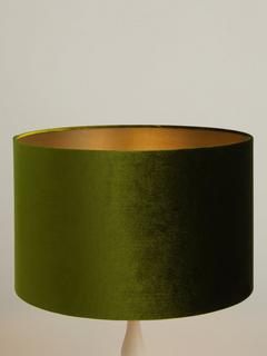John Lewis Jenny Velvet Cylinder Lampshade, Olive, Dia.30cm