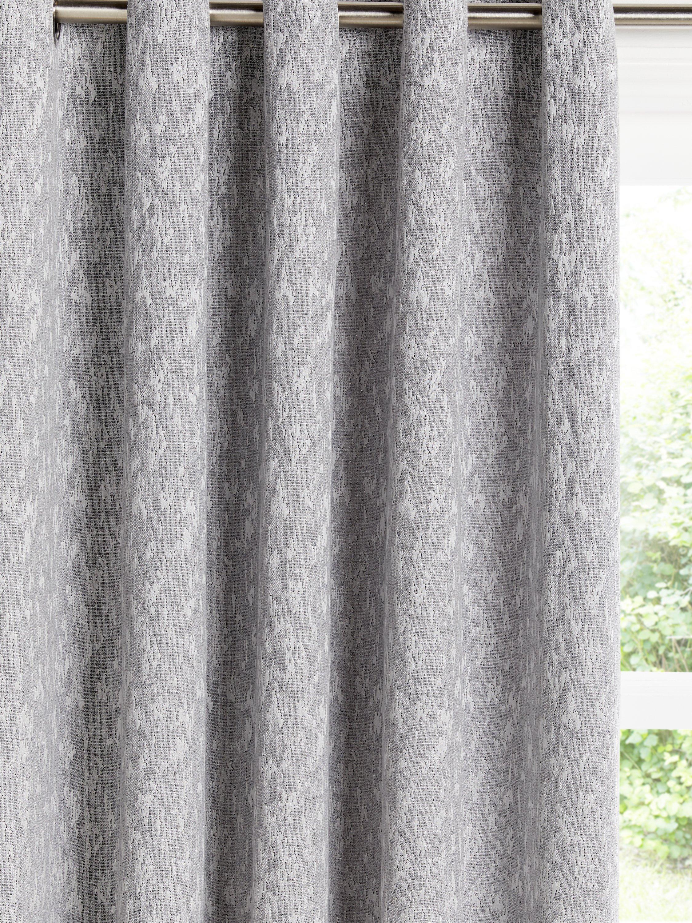 John Lewis & Partners Metallic Weave Pair Lined Eyelet Curtains, Grey