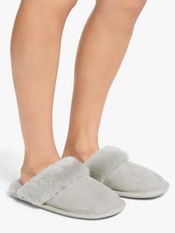 John Lewis Sheepskin Mule Slippers - view 2, Mid Grey