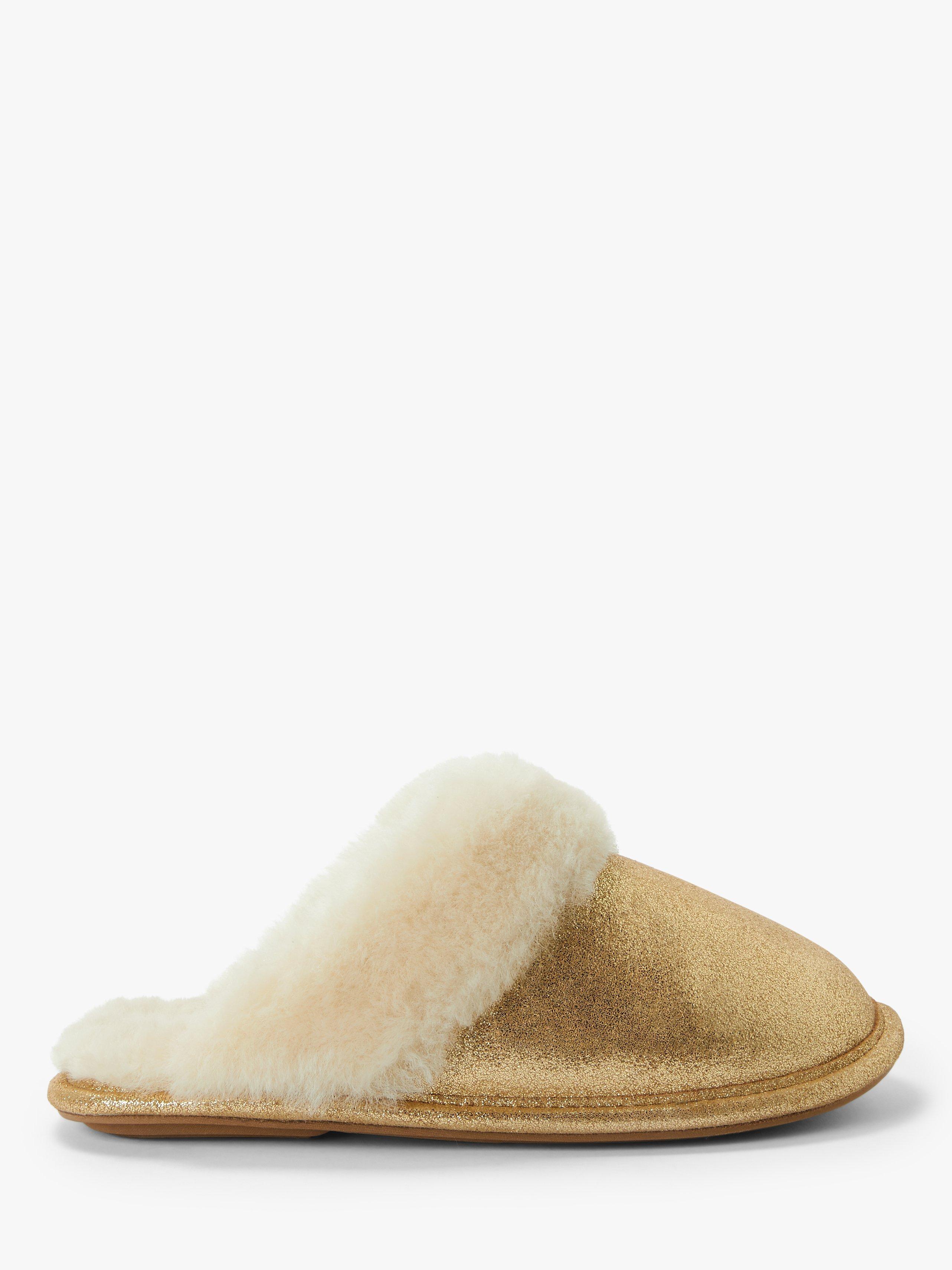John Lewis & Partners Sheepskin Mule Slippers, Metallic Gold