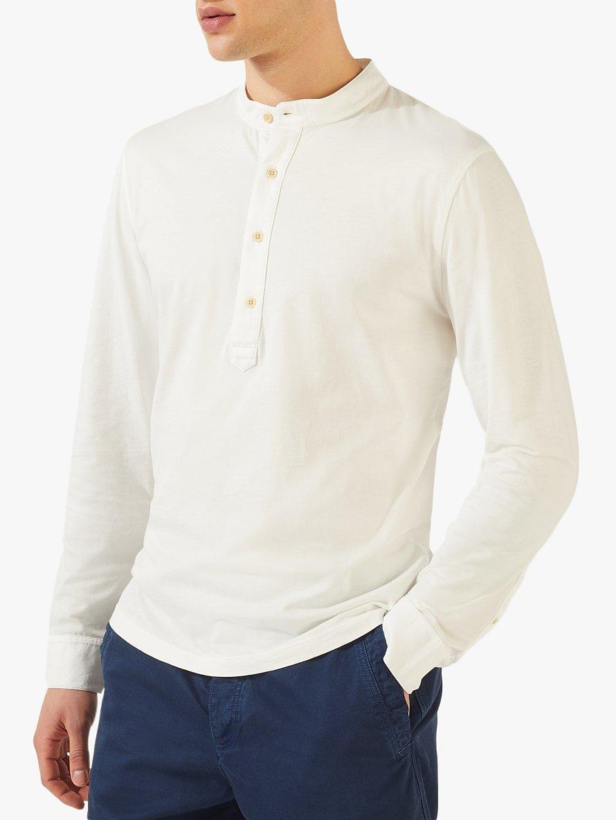 Jigsaw Garment Dye Henley Slim Fit Top, Chalk