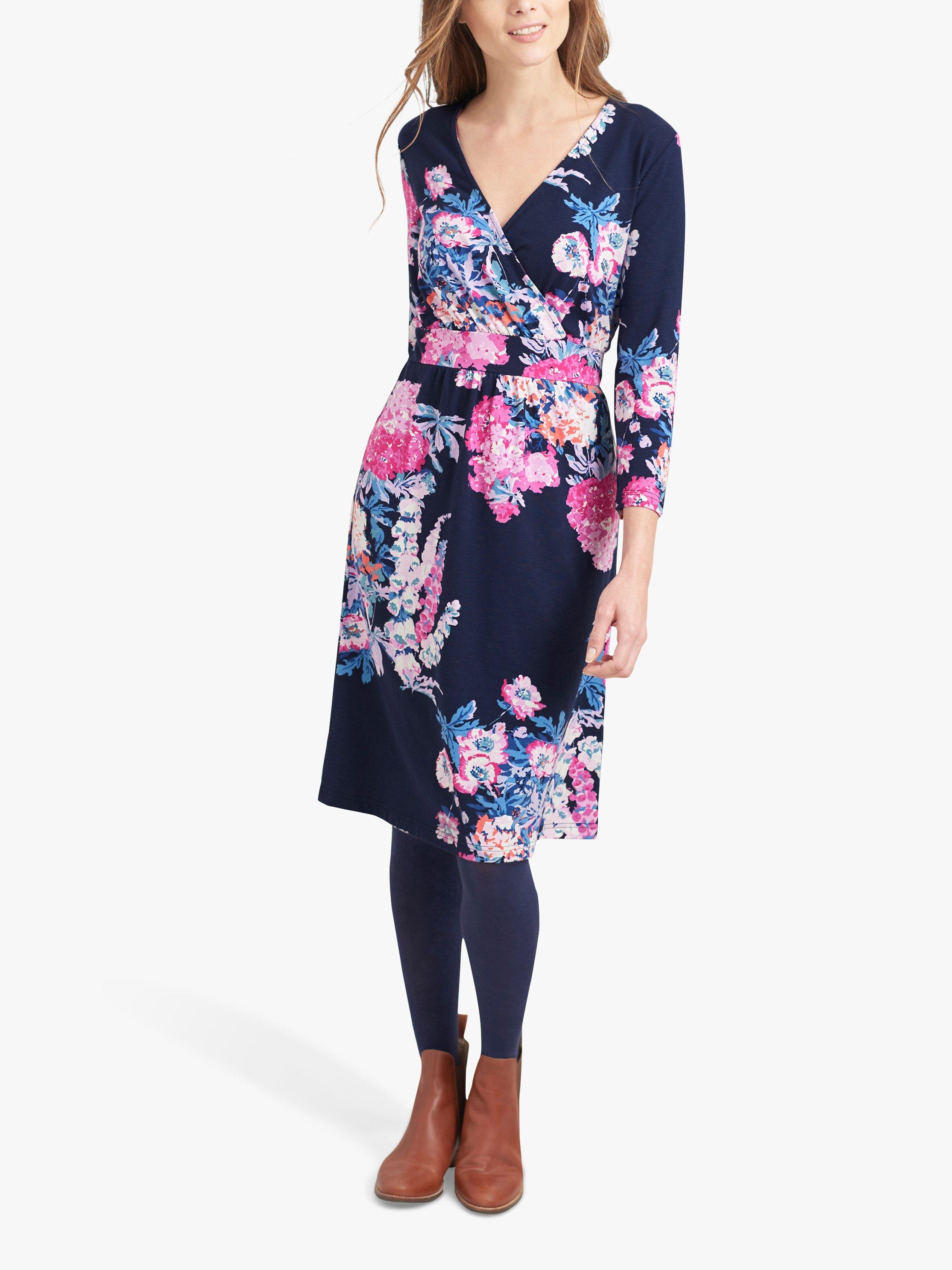 Joules Jude Jersey Wrap Dress, Navy Floral