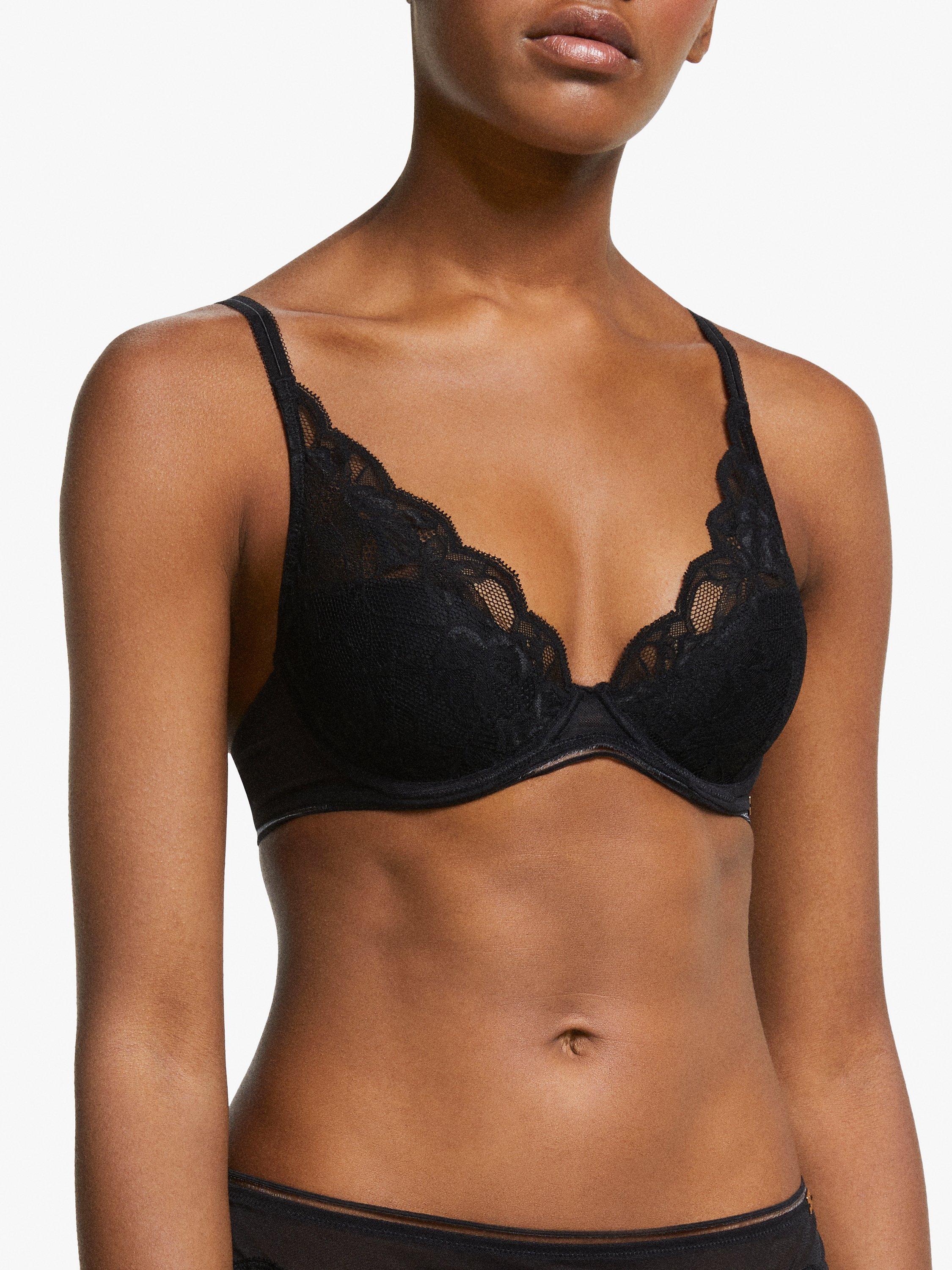 AND/OR Wren Lace Underwired Plunge Bra, B-F Cup Sizes, Black, 30C